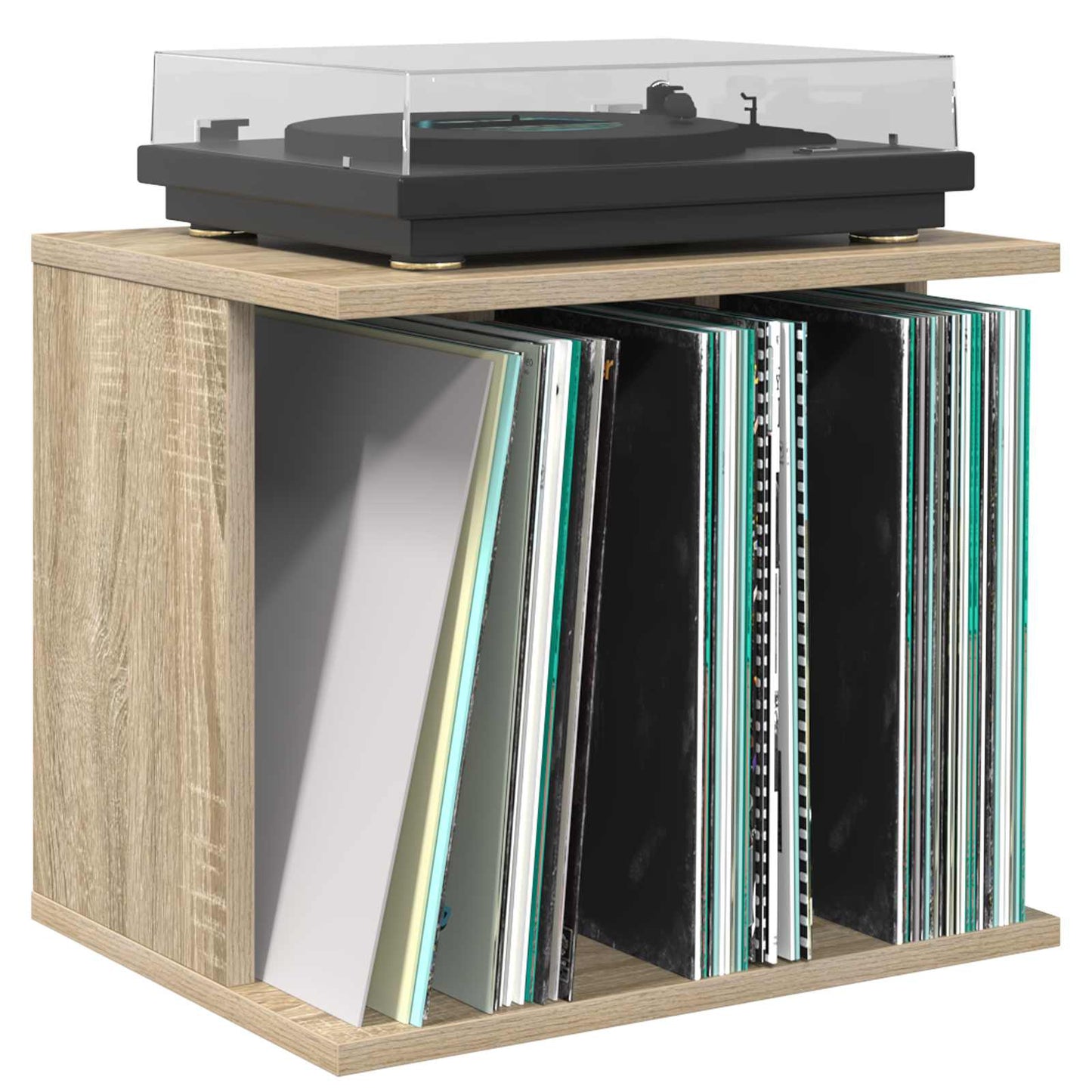 Opbevaring af vinylplader Sonoma-eg 42 x 33 x 36 cm
