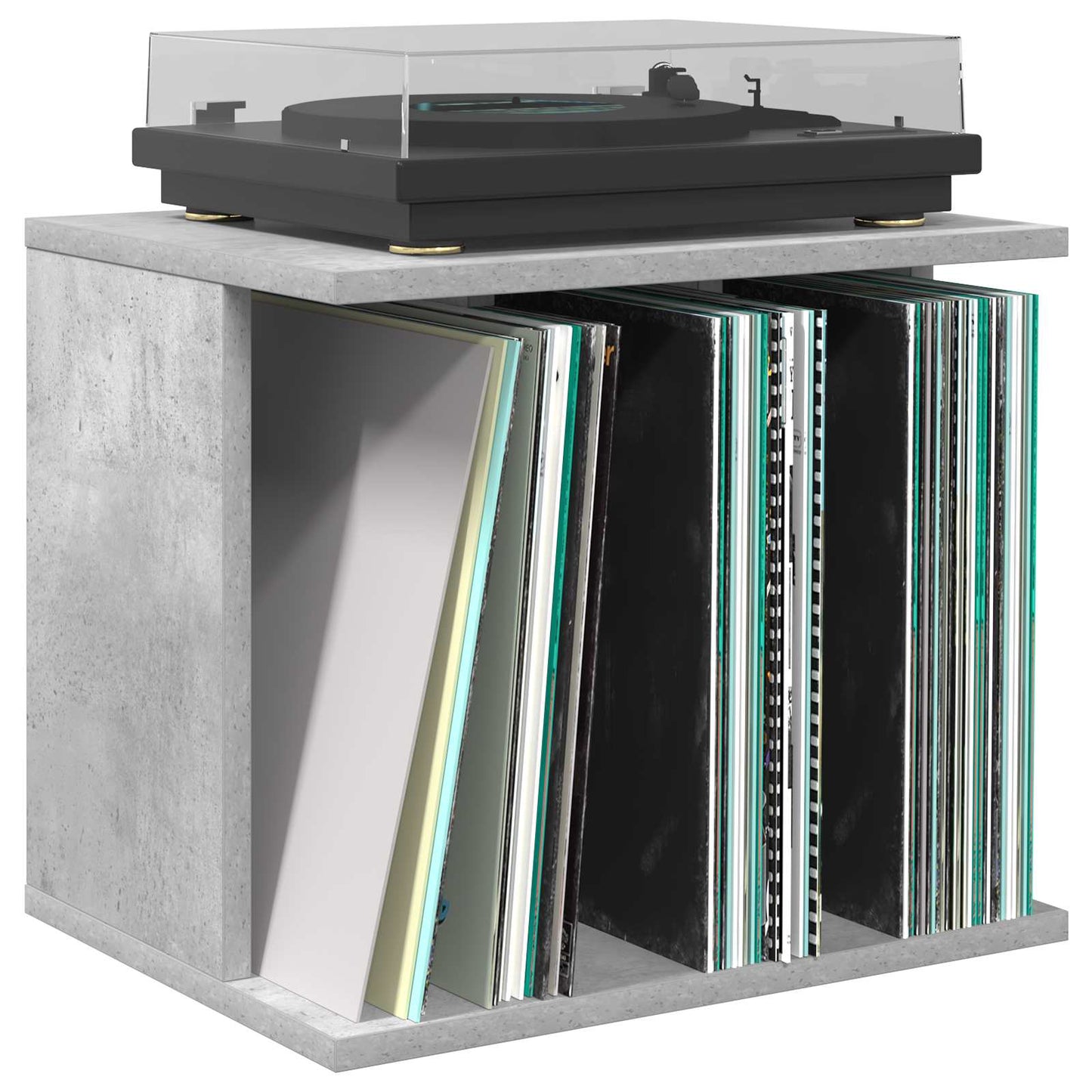 Opbevaring af vinylplader Betongrå 42 x 33 x 36 cm