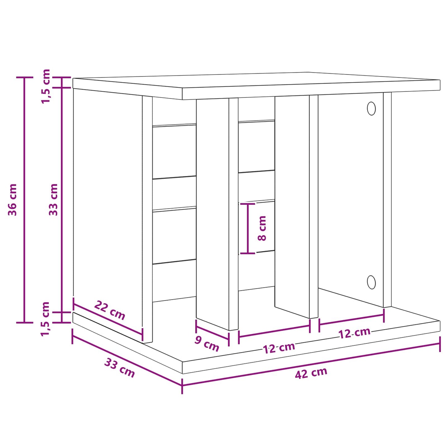 Opbevaring af vinylplader Betongrå 42 x 33 x 36 cm