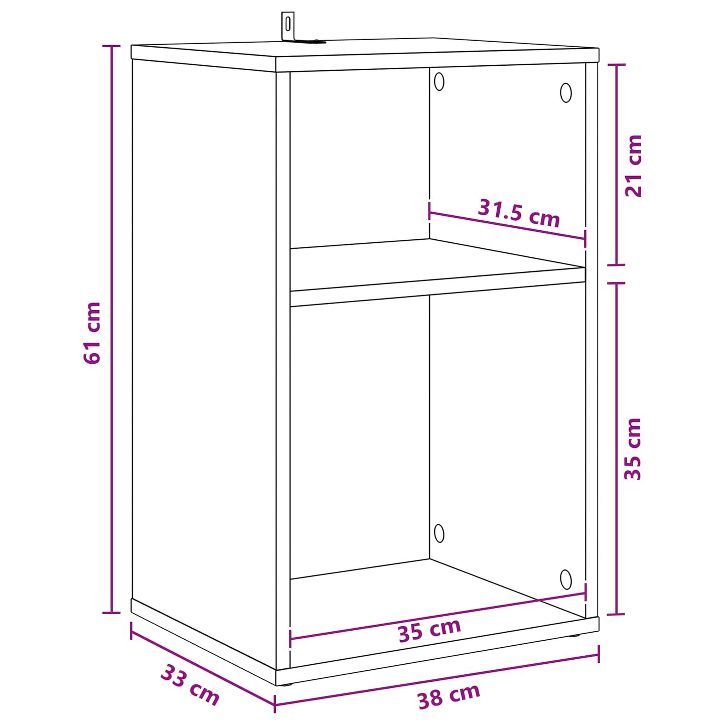 Pladeskab Hvid 38 x 33 x 61 cm Konstrueret træ