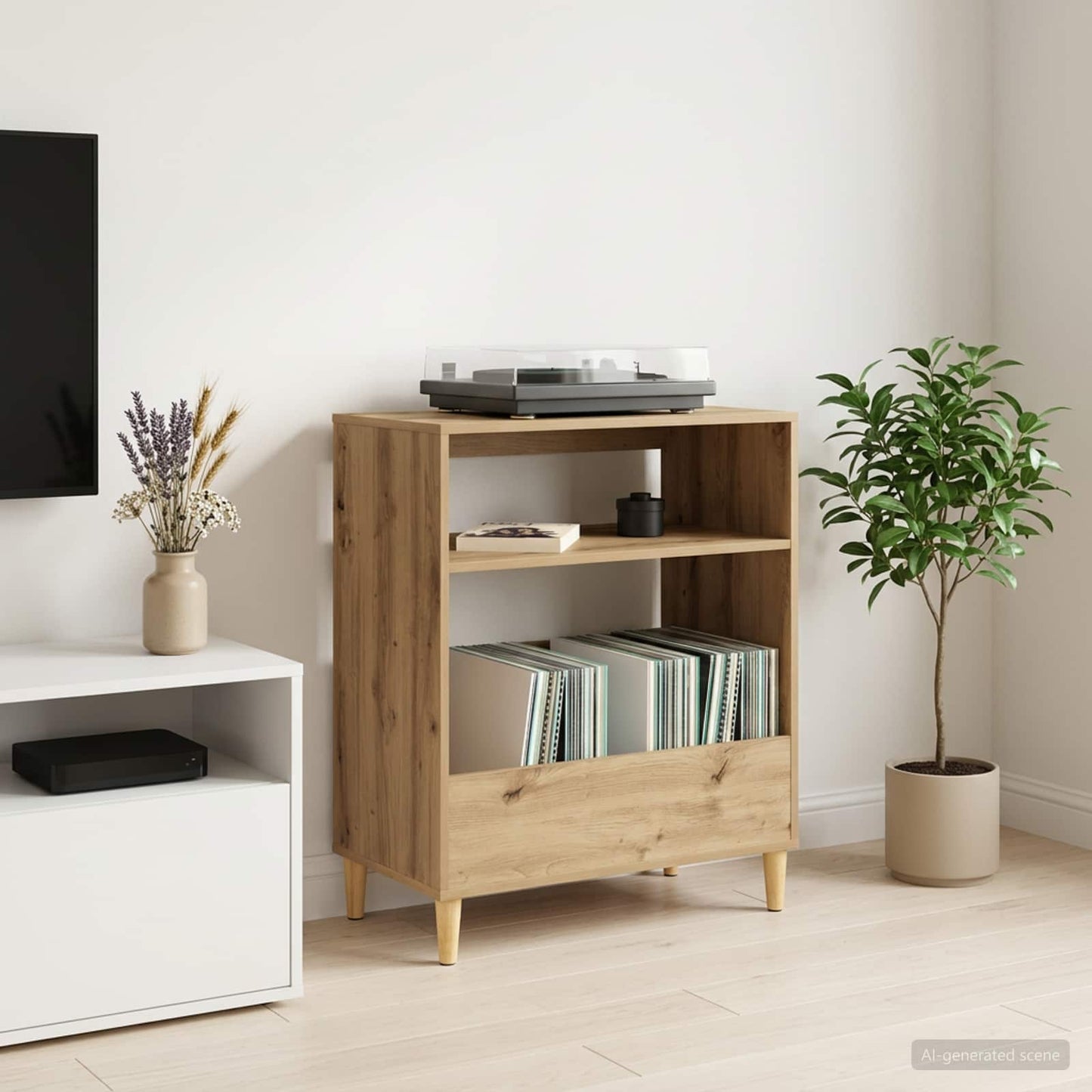 Pladespillerstand Artisan-eg 71 x 39,5 x 83 cm Konstrueret træ
