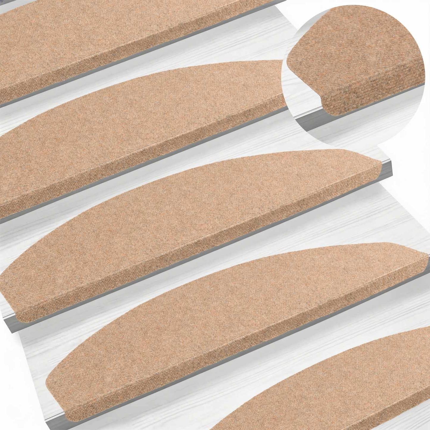 Selvklæbende Trappemåtter 15 pcs Beige 80 x 28 x 3,5 cm