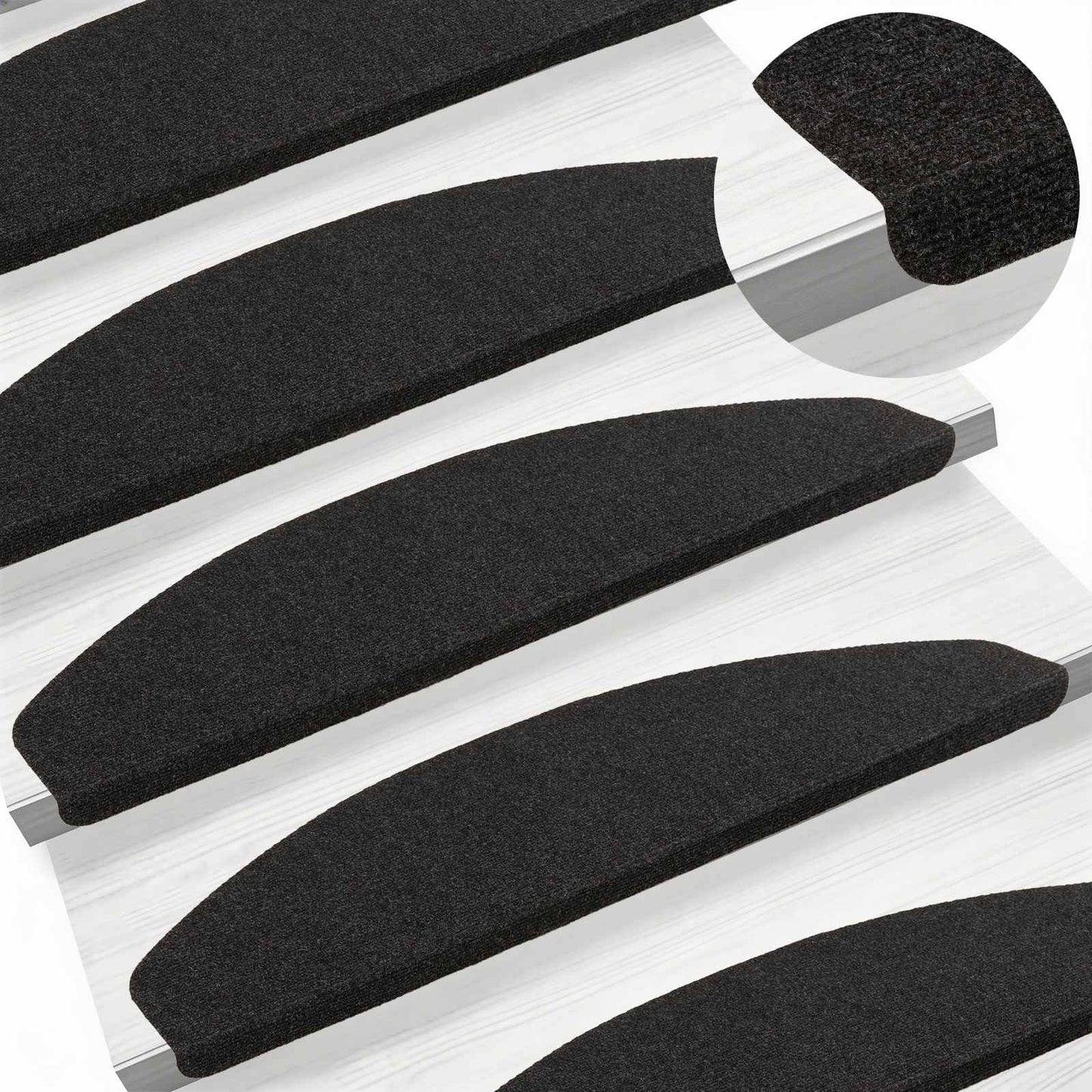 Selvklæbende Trappemåtter 15 pcs Antracit 80 x 28 x 3,5 cm