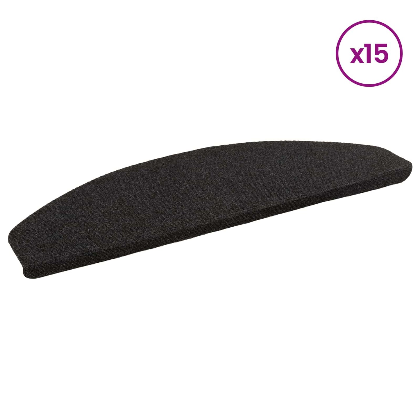 Selvklæbende Trappemåtter 15 pcs Antracit 80 x 28 x 3,5 cm