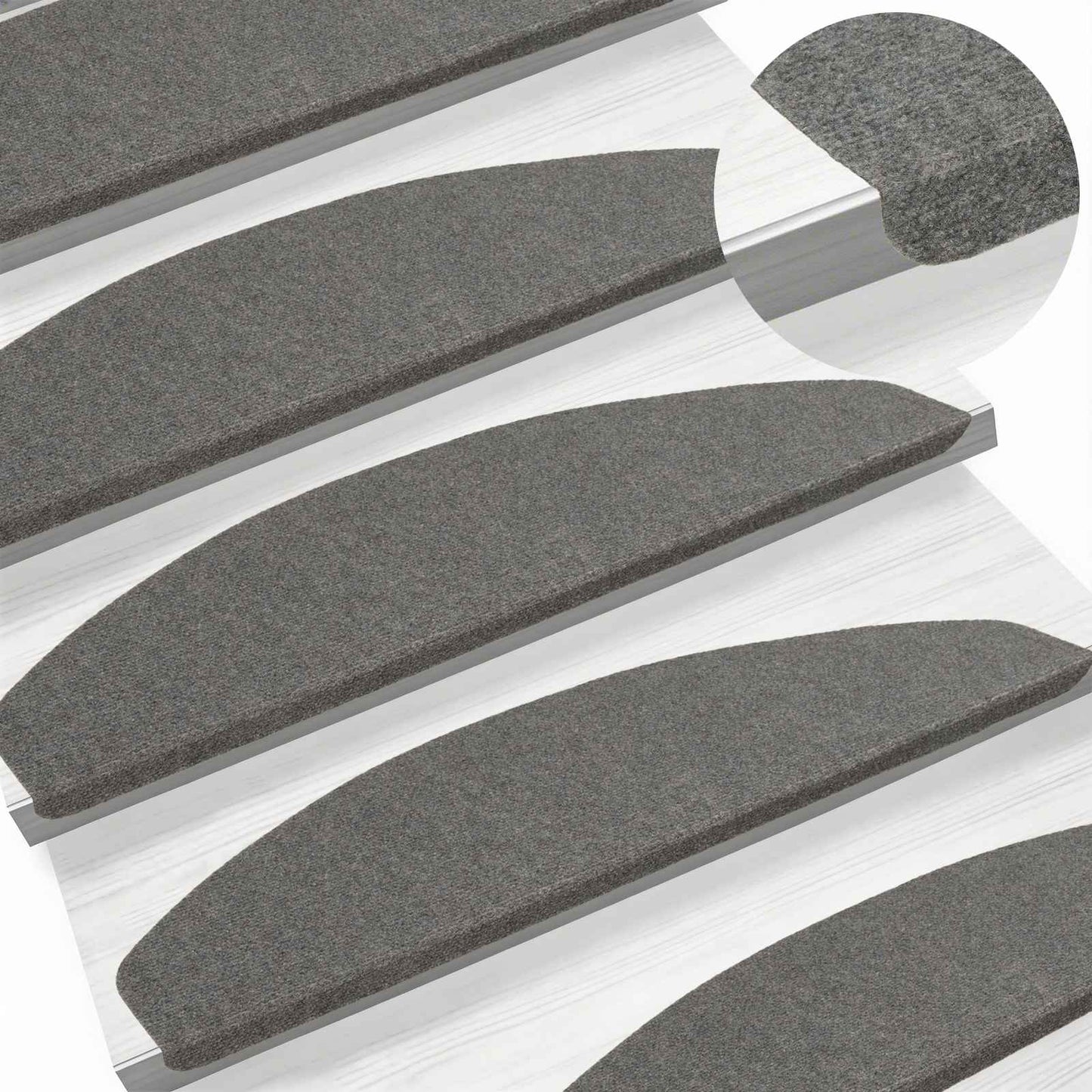 Selvklæbende Trappemåtter 15 pcs Grå 80 x 28 x 3,5 cm