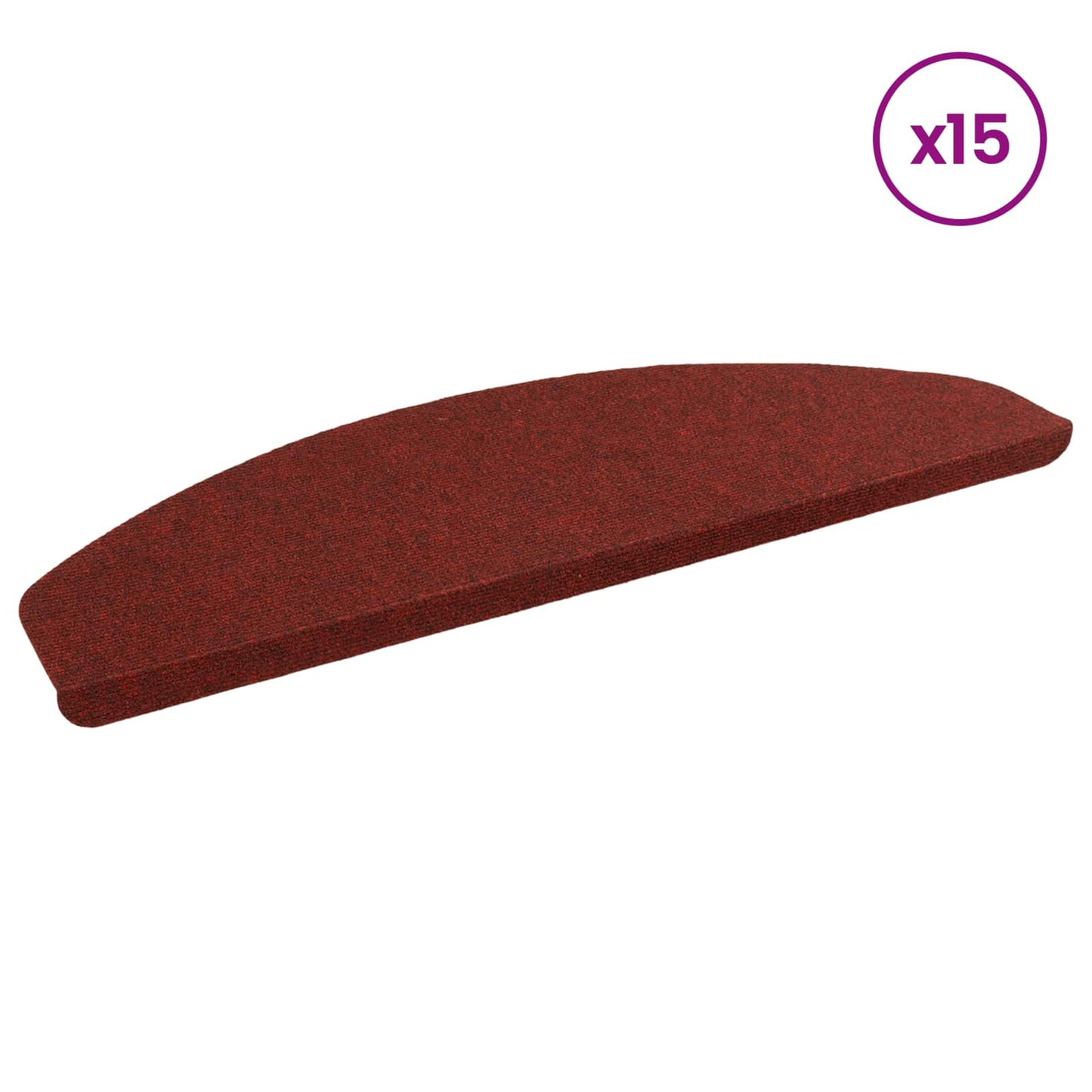 Selvklæbende Trappemåtter 15 pcs Rød 80 x 28 x 3,5 cm