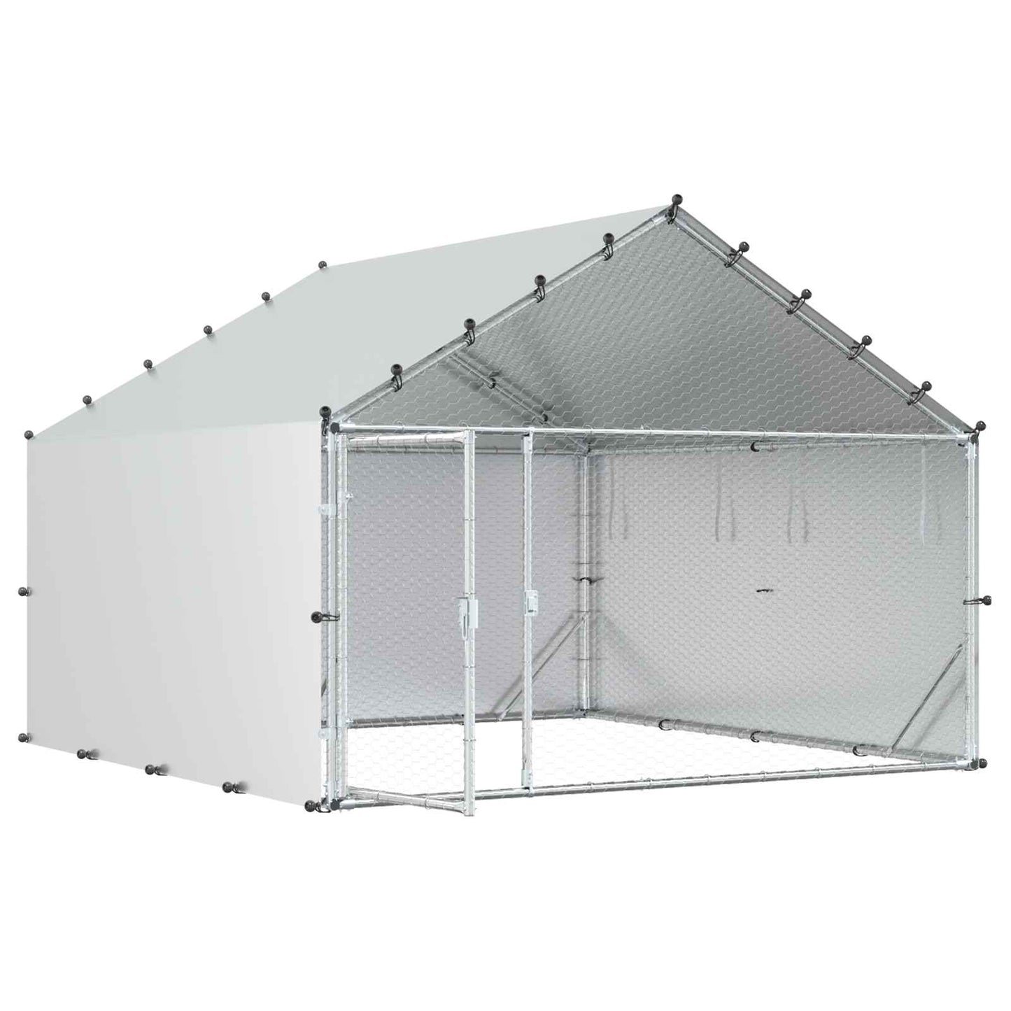 Hønsegård med tag Sølv 200 x 200 x 150 cm Galvaniseret stål