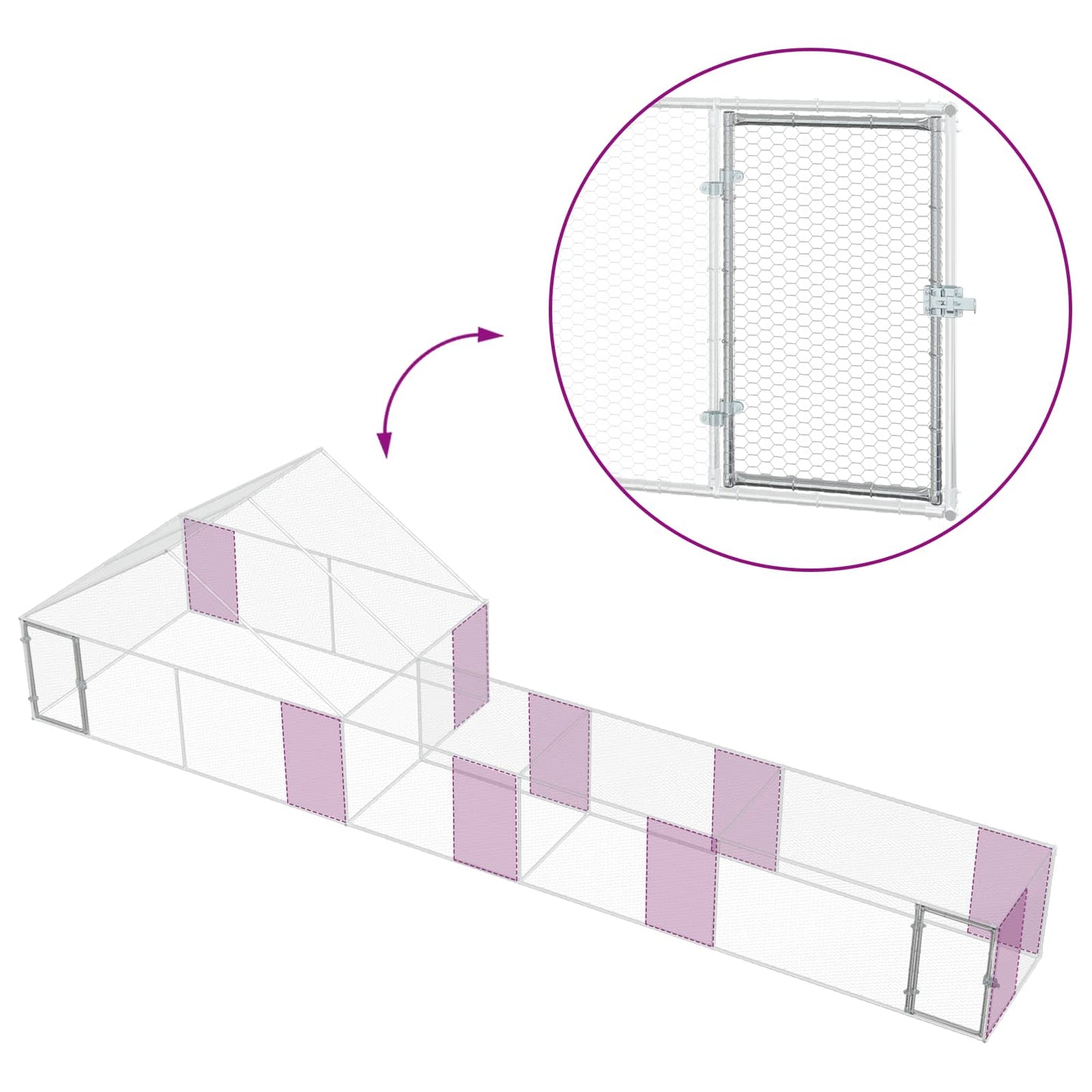 2 stk. Sølv 8 x 2 x 1,9 m Galvaniseret stål
