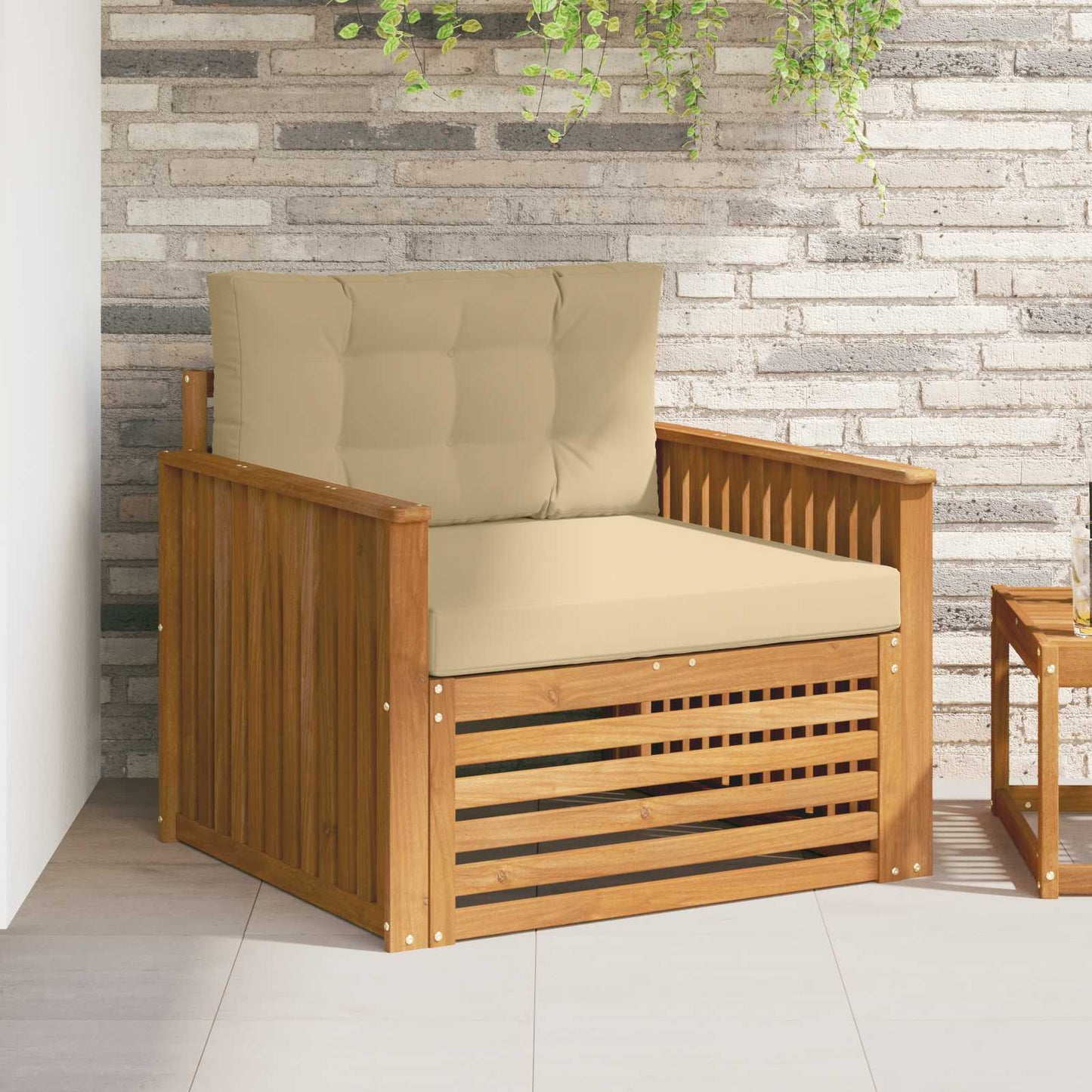 Udendørs sofa Soli Akacietræ og polyester Naturlig og Beige