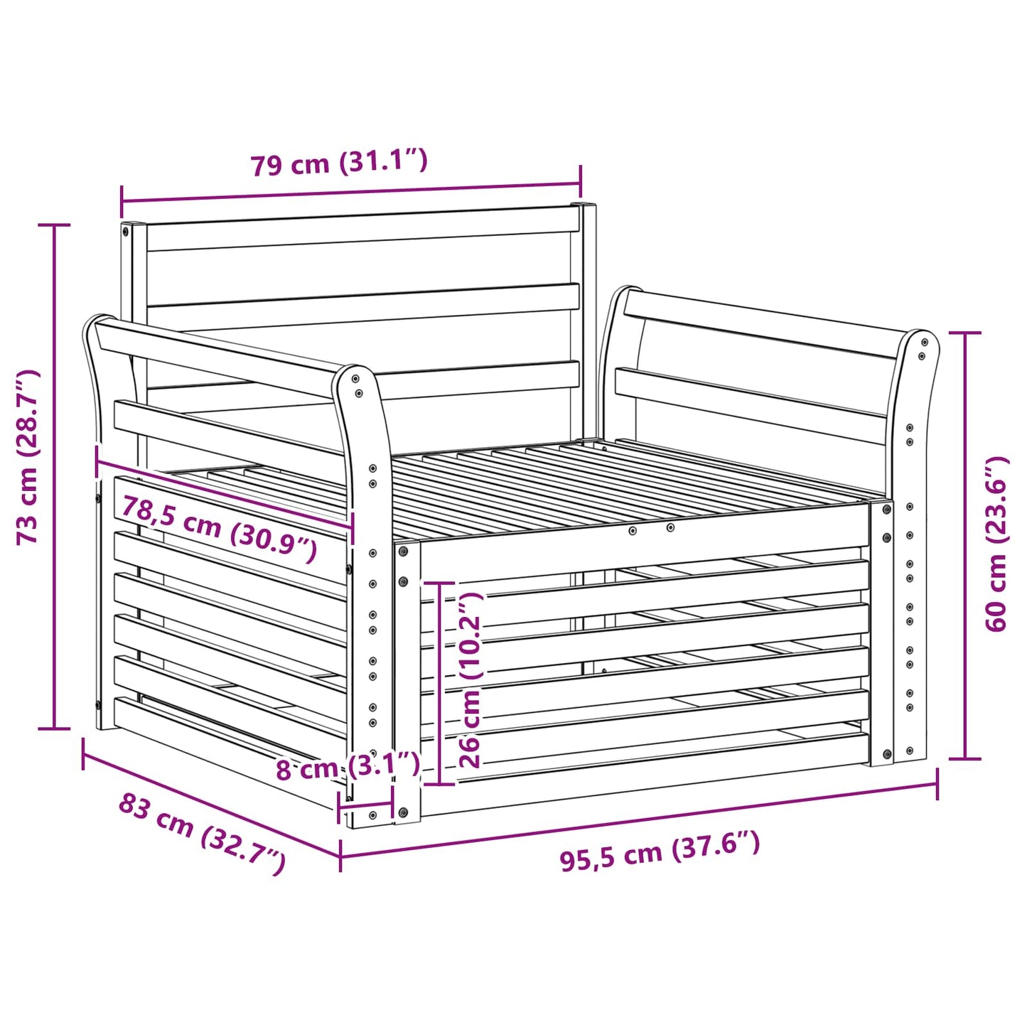 2 stk. Udendørs sofa Naturfarvet