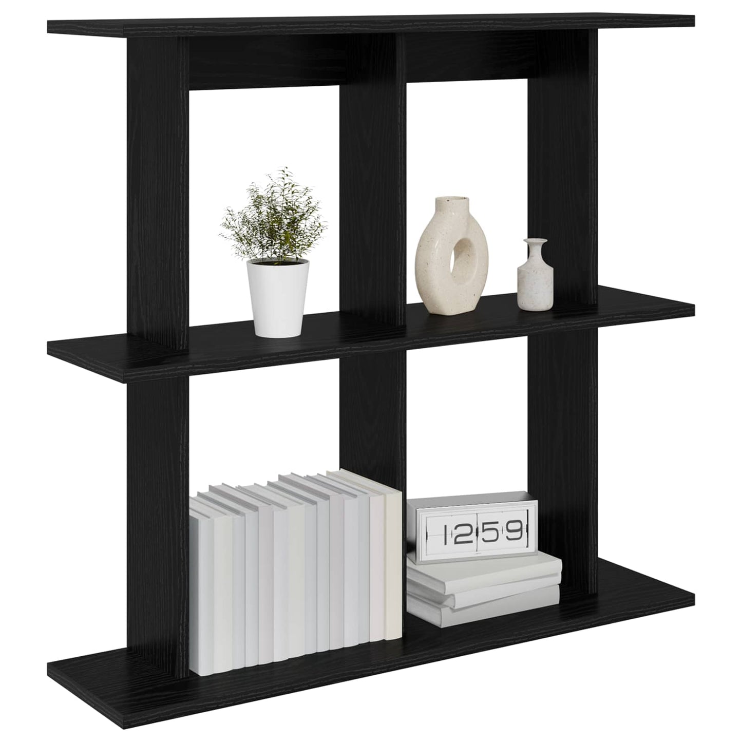 Væghylde Vægmonteret Sort eg 100 x 20 x 75 cm Konstrueret træ