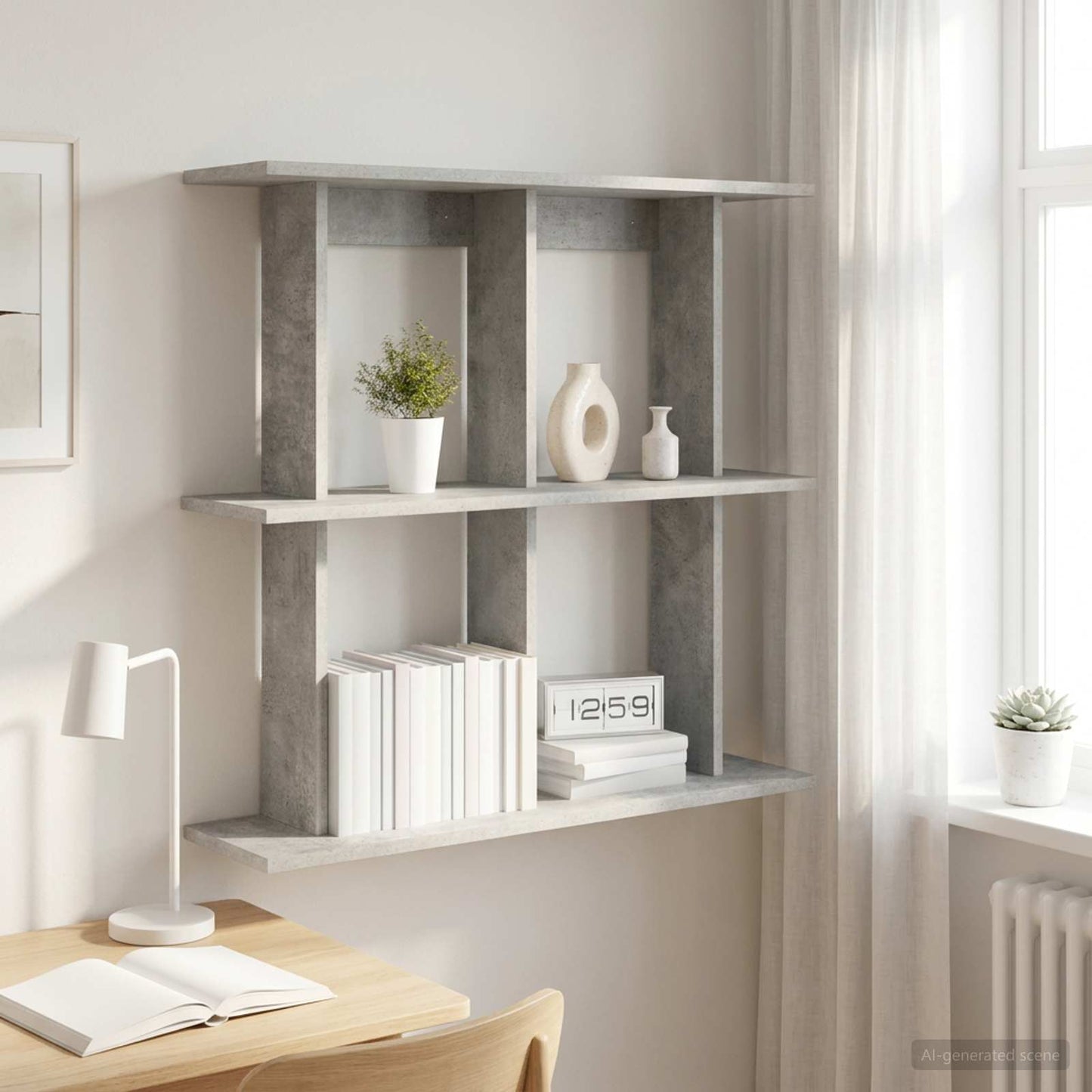 Væghylde Vægmonteret Betongrå 100 x 20 x 75 cm Konstrueret træ