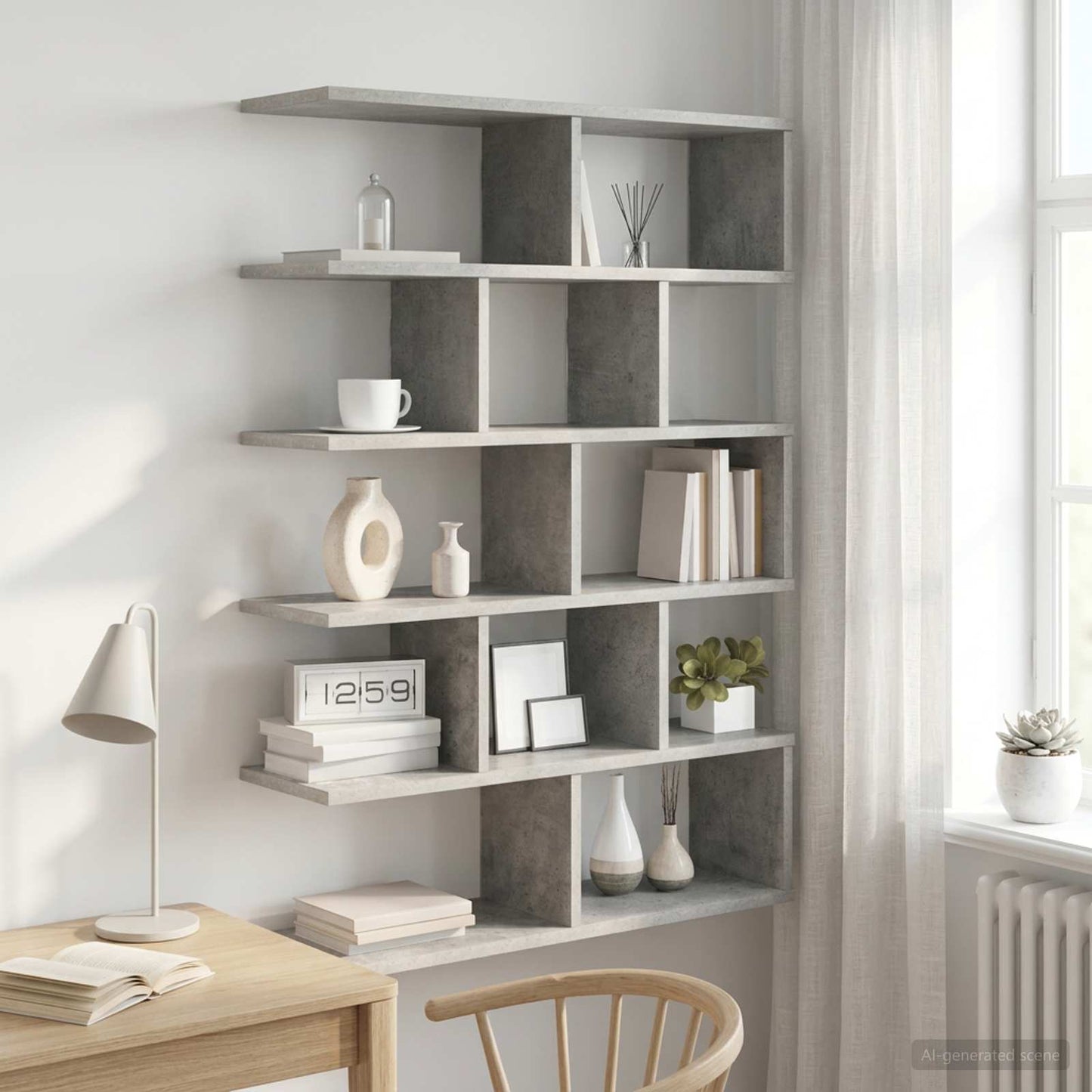 Væghylde Betongrå 70 x 20 x 100 cm Konstrueret træ