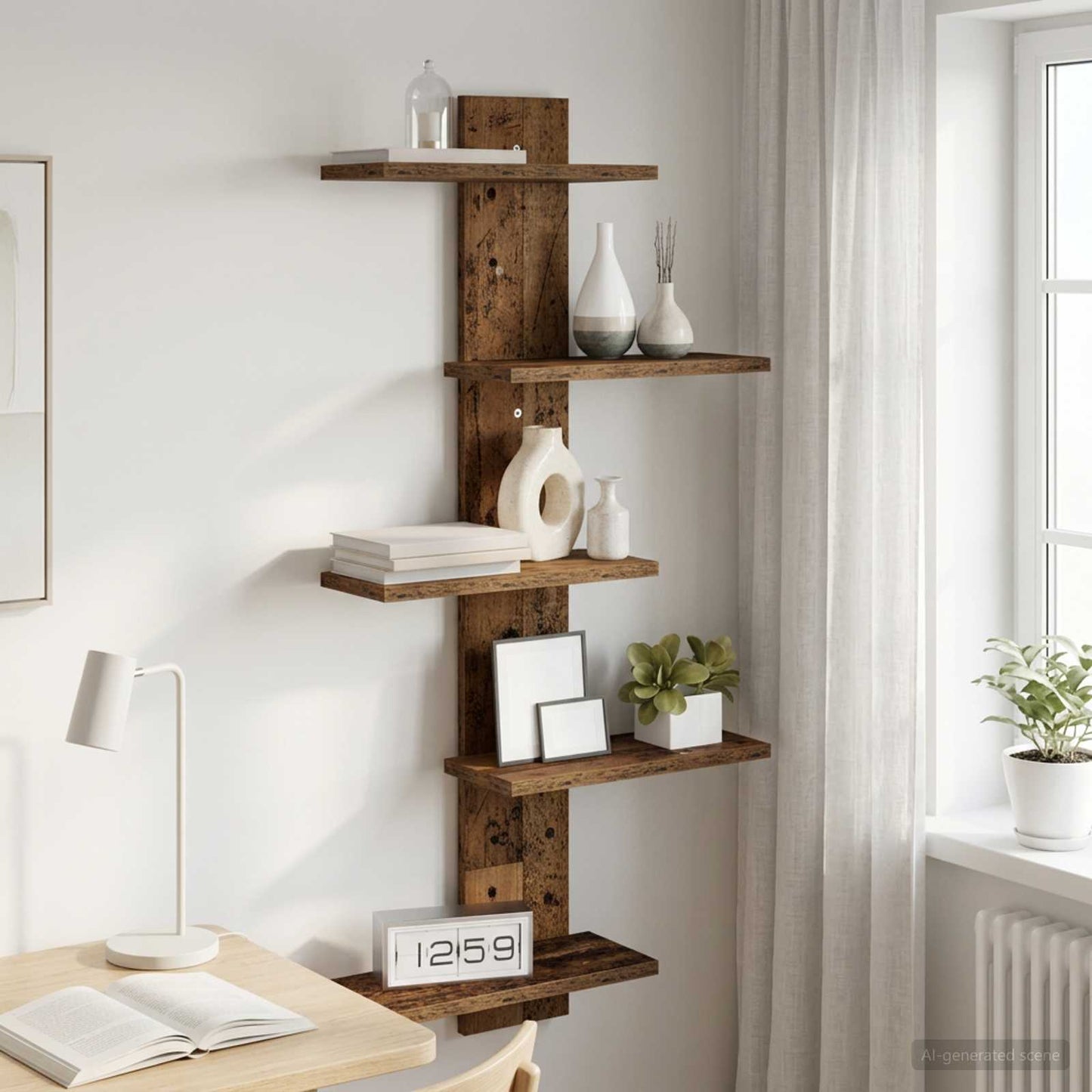 Væghængt Flydende Hylde Gammelt træ 48,5 x 15 x 101 cm