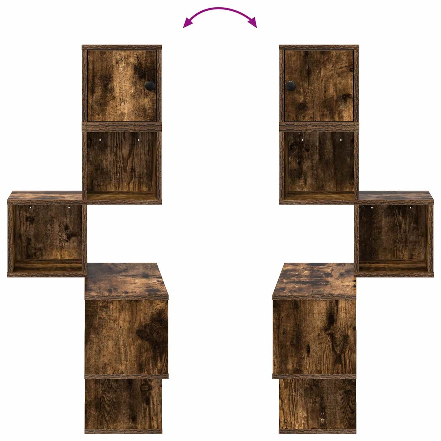Væg Hjørneshylde Røget eg 48 x 48 x 120 cm Konstrueret træ