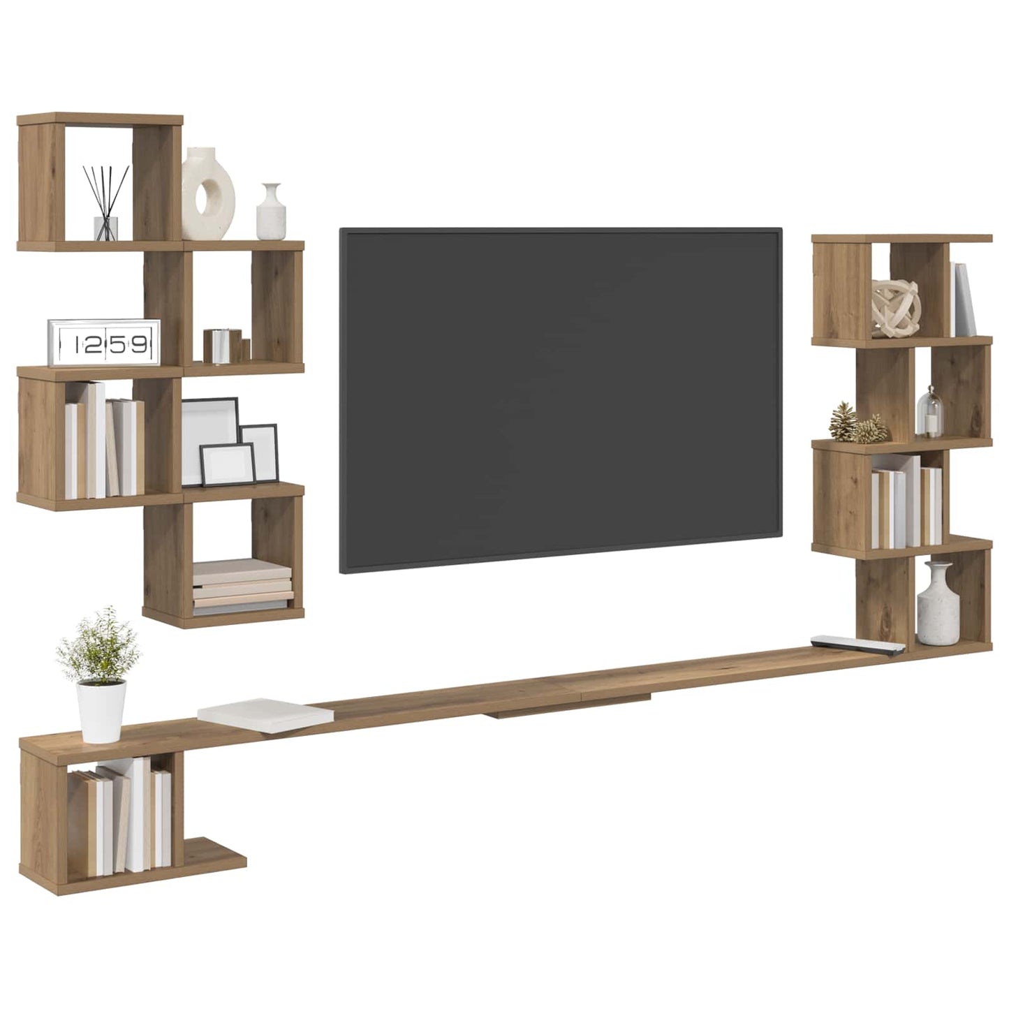 Væghængt TV-hylde Artisan-eg 160 x 15 x 94 cm Konstrueret træ
