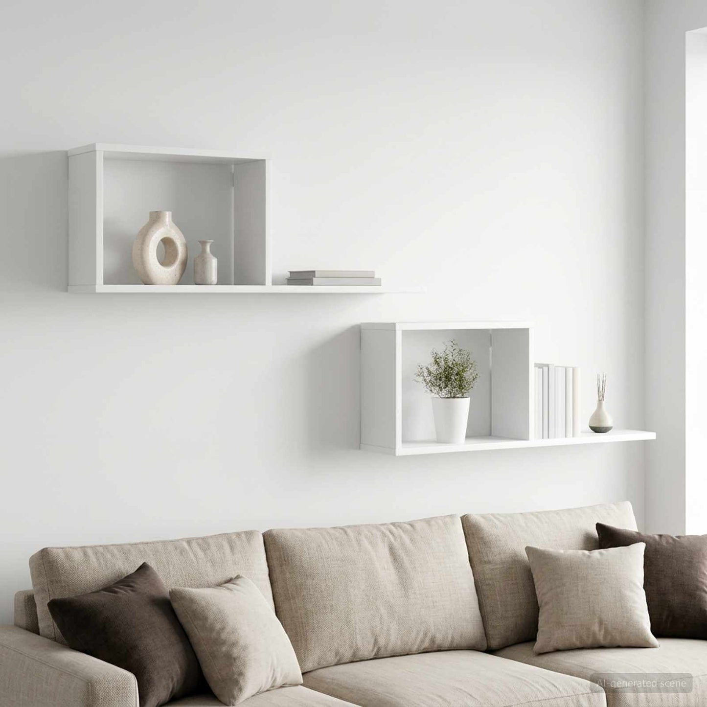 Svævehylder 2 pcs Hvid 80 x 15 x 30 cm Konstrueret træ