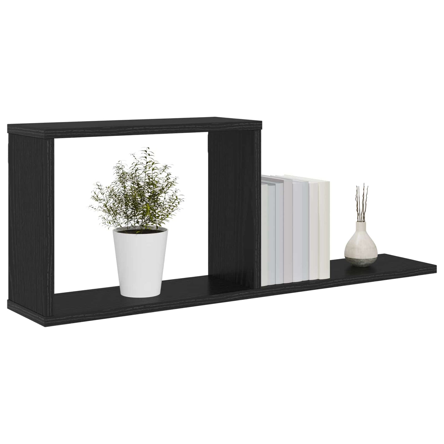 Svævehylder 2 stk. Sort eg 80 x 15 x 30 cm Konstrueret træ
