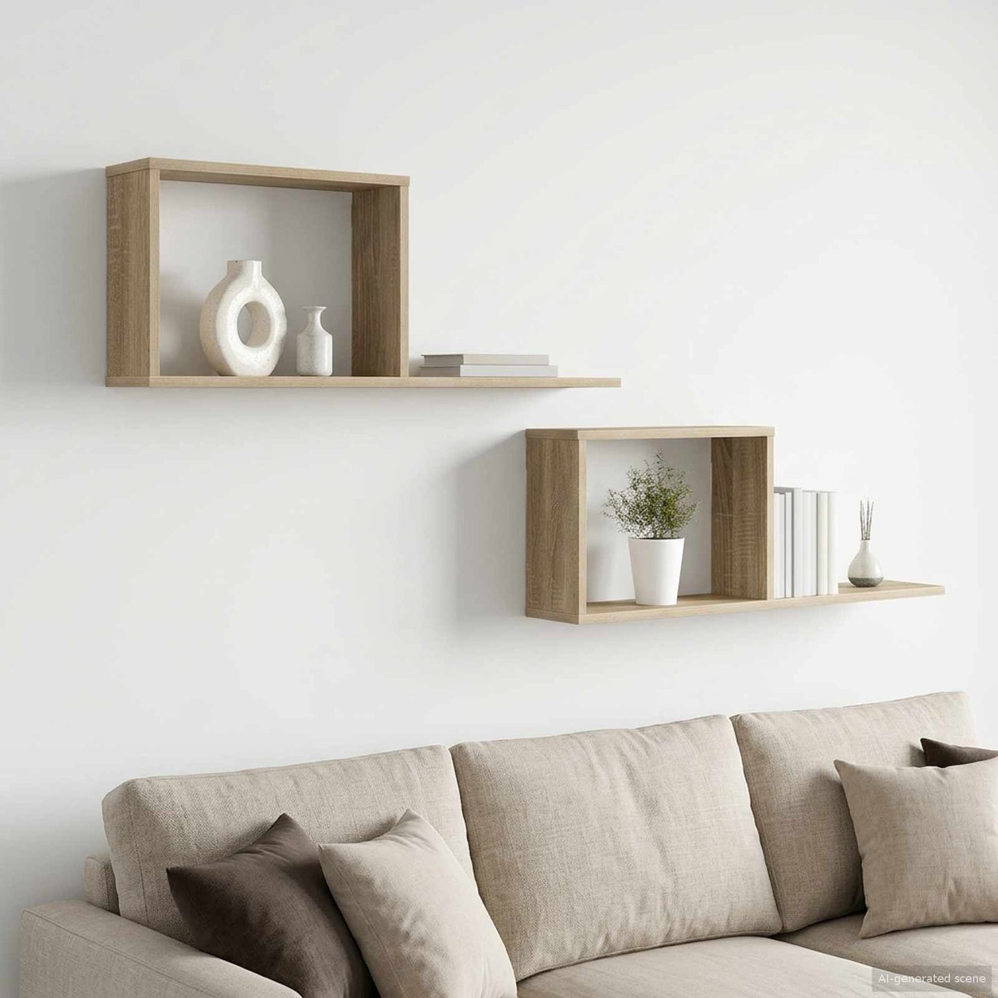 Svævehylder 2 pcs Sonoma-eg 80 x 15 x 30 cm Konstrueret træ