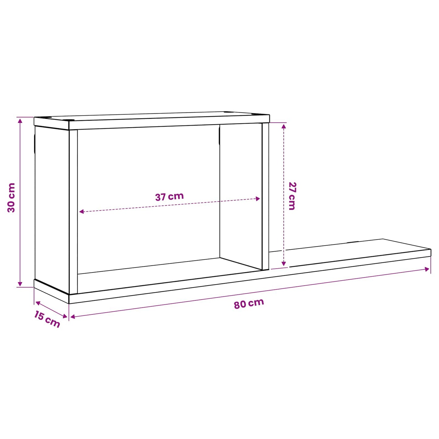Svævehylder Betongrå 80 x 15 x 30 cm Konstrueret træ