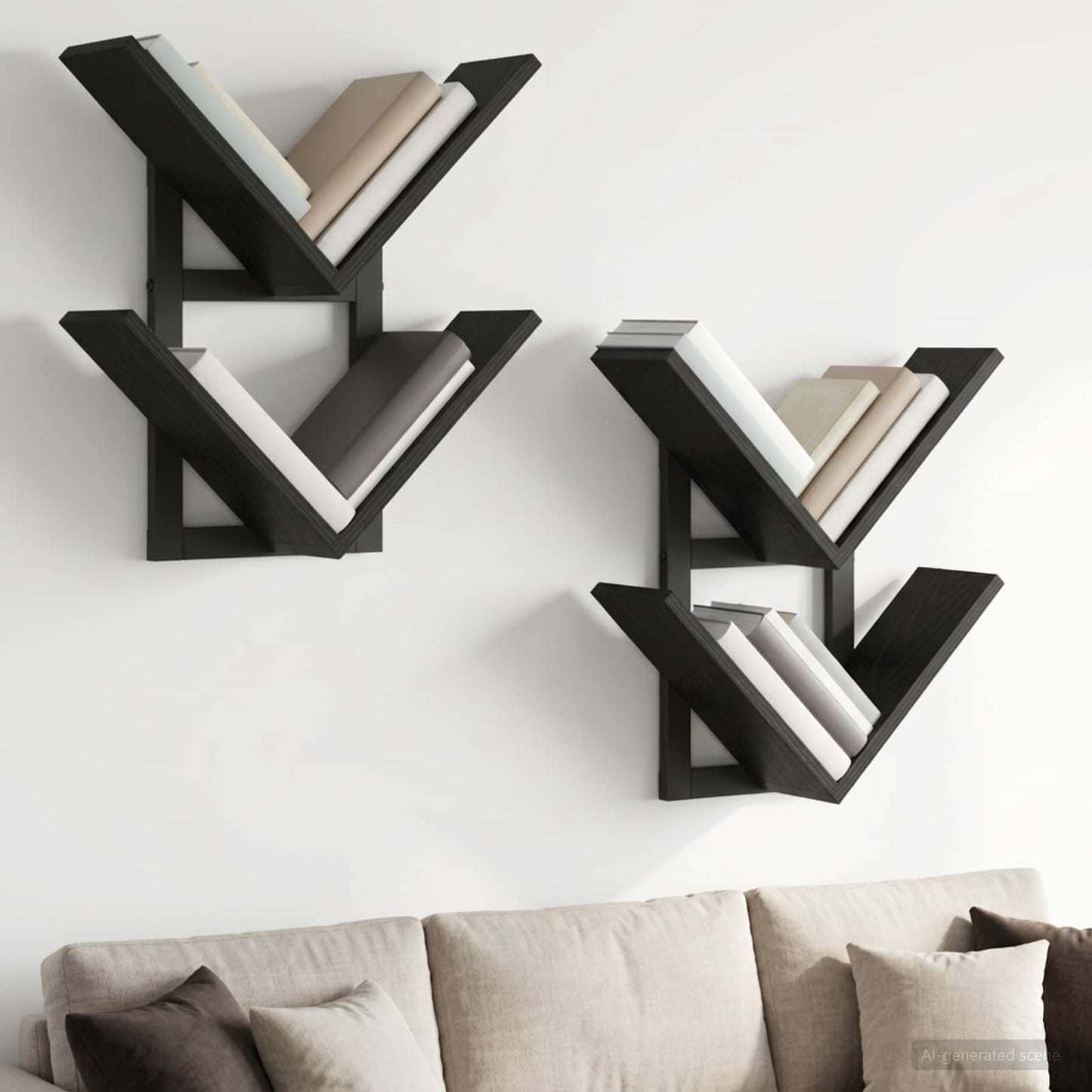 Væghængt Flydende Hylde 2 pcs Sort eg 43 x 15 x 47 cm