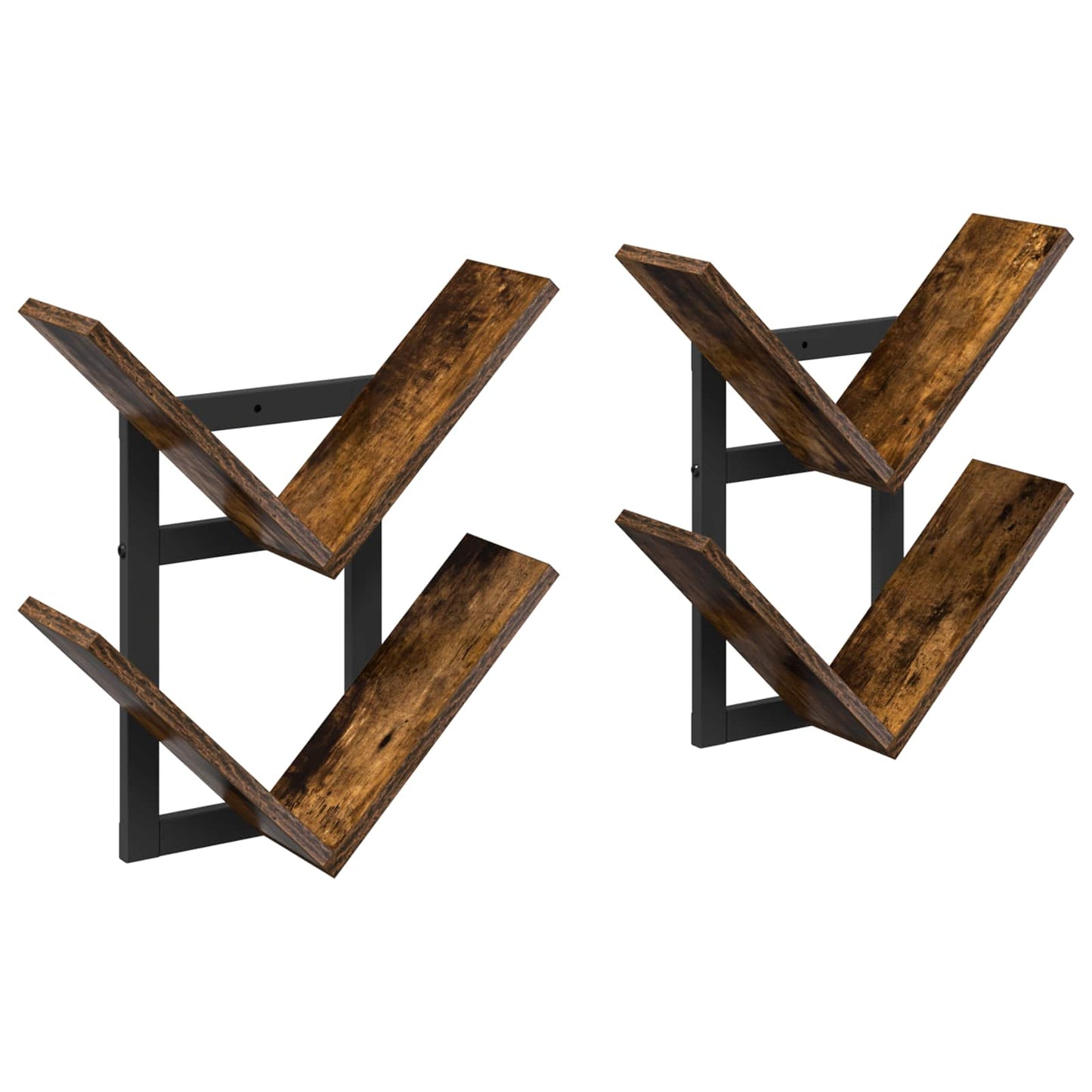 Væghængt Flydende Hylde 2 pcs Røget eg 43 x 15 x 47 cm
