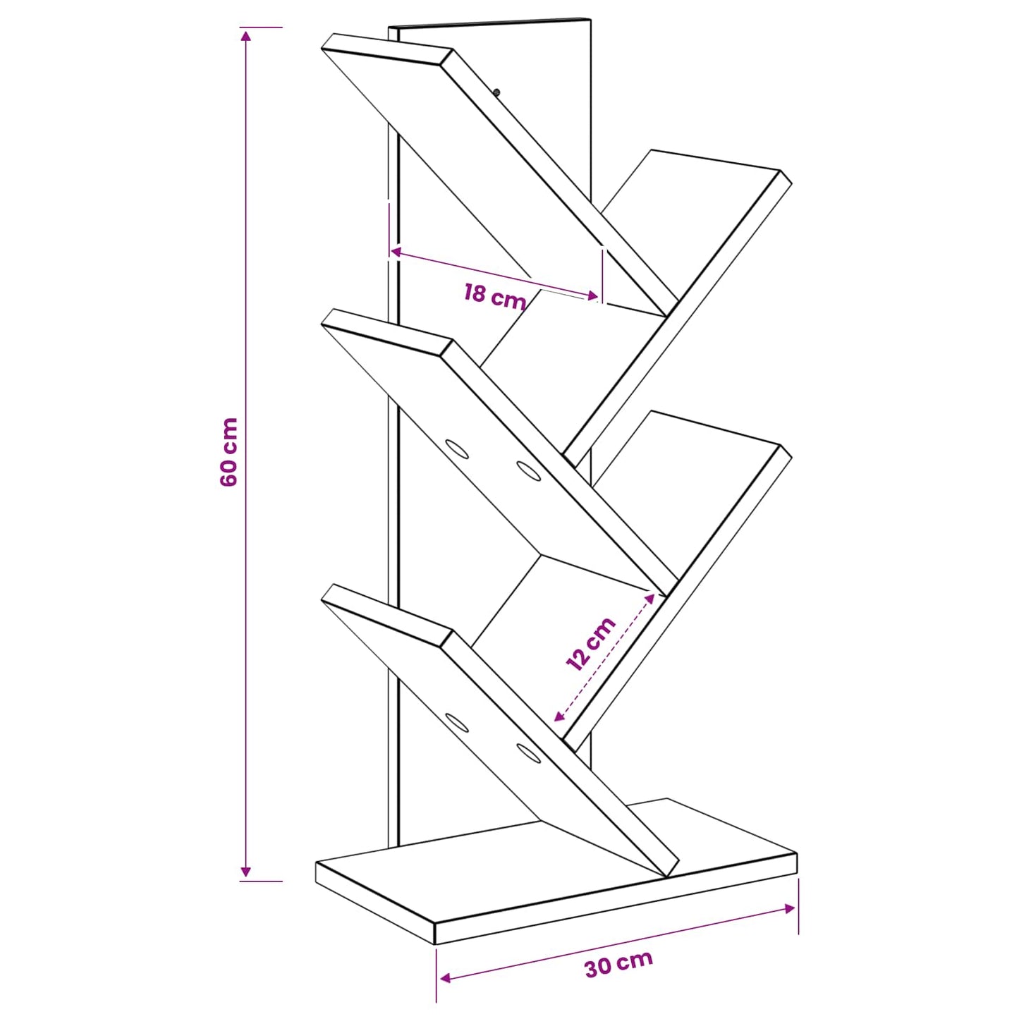 Træ Bogreol 4-Plan 30 x 18 x 60 cm Konstrueret træ Grå Sonoma