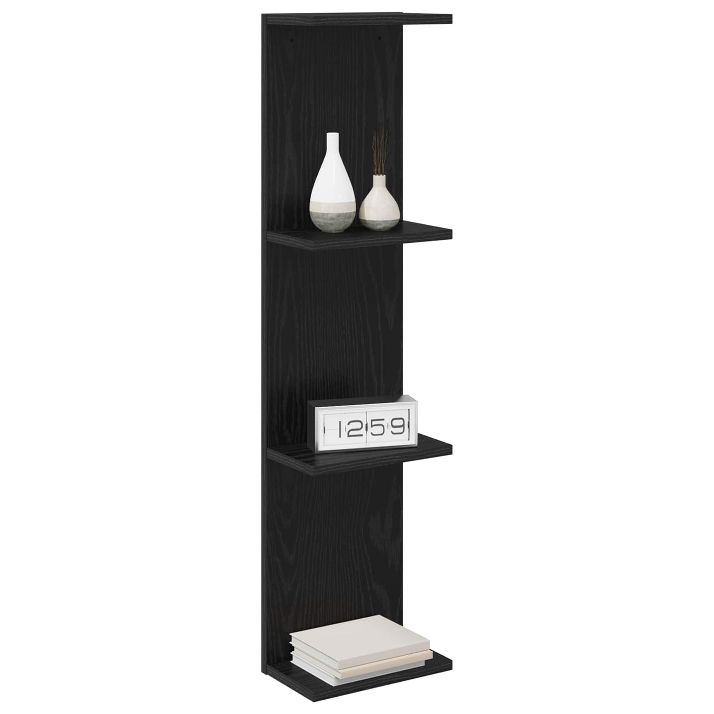 Væghylde 2 pcs Sort eg 25 x 15 x 100 cm Konstrueret træ