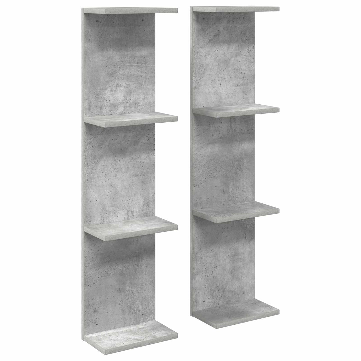 Væghylde 2 pcs Betongrå 22 x 15 x 100 cm Konstrueret træ