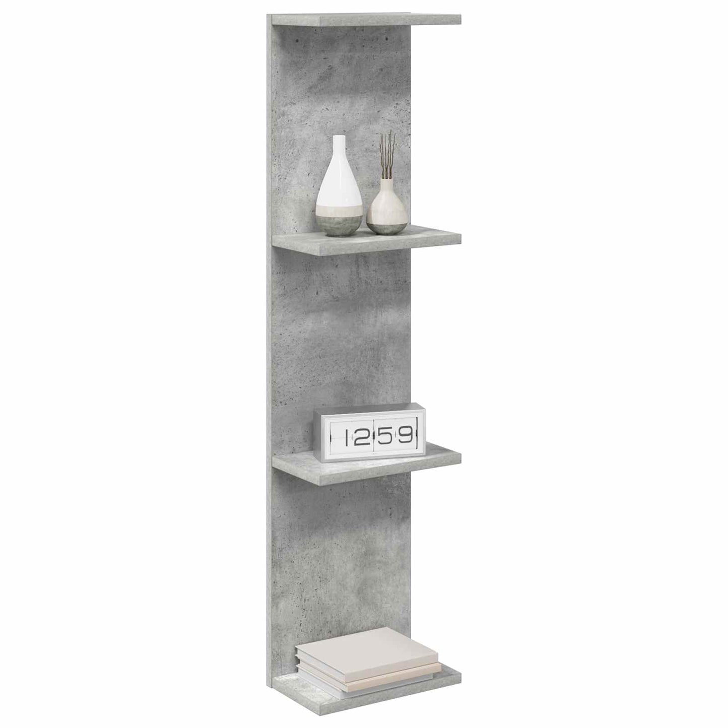 Væghylde 2 pcs Betongrå 22 x 15 x 100 cm Konstrueret træ