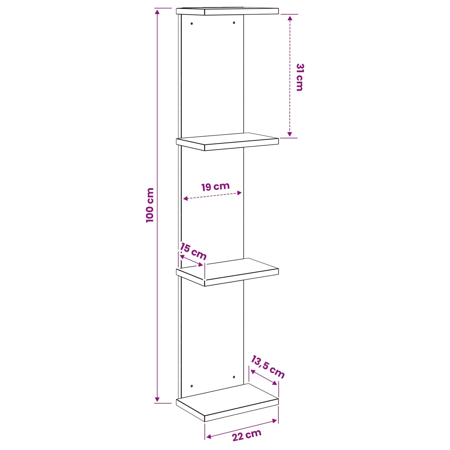 Væghylde 2 pcs Røget eg 22 x 15 x 100 cm Konstrueret træ