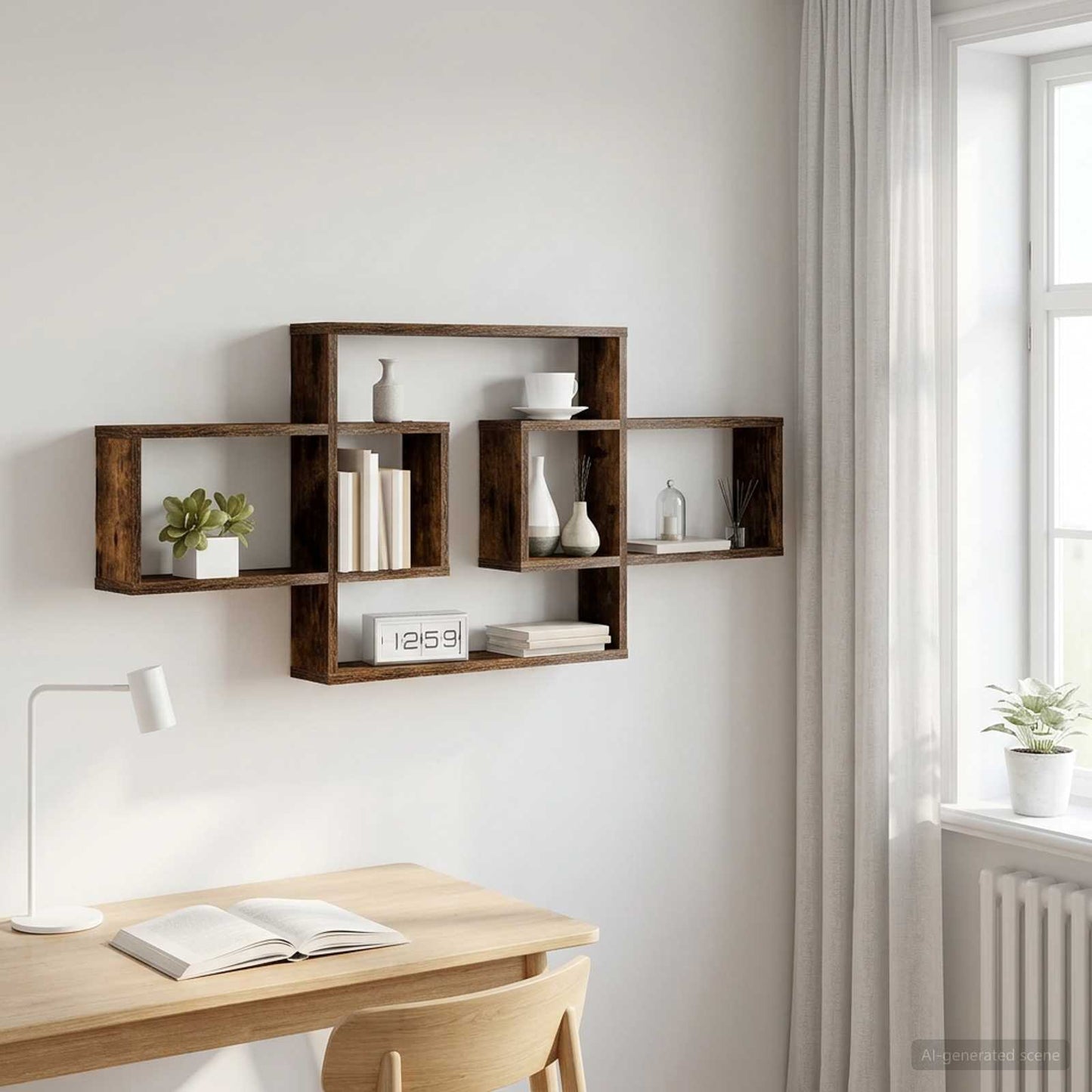 Væghylde Røget eg 130 x 10 x 50 cm Konstrueret træ