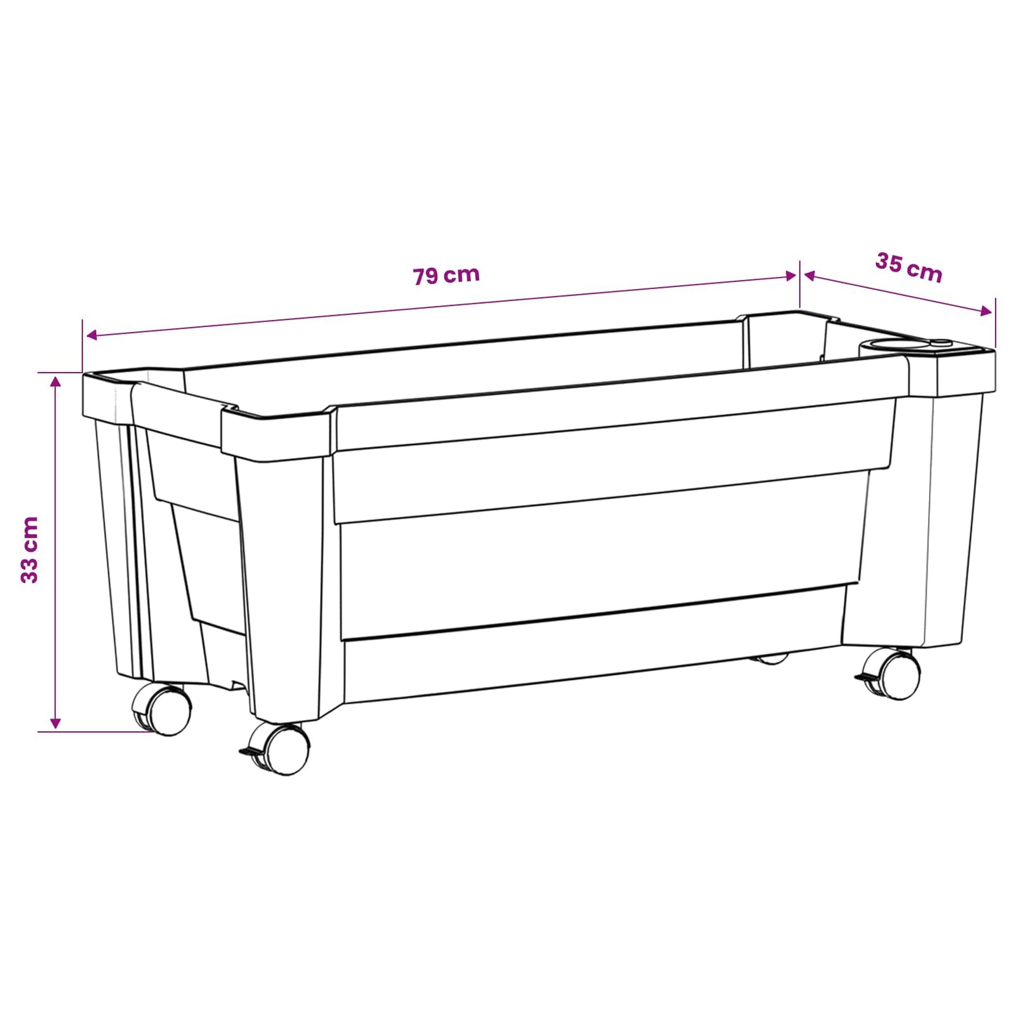Calypso plante med hjul Hvid 79 x 35 x 33 cm PP