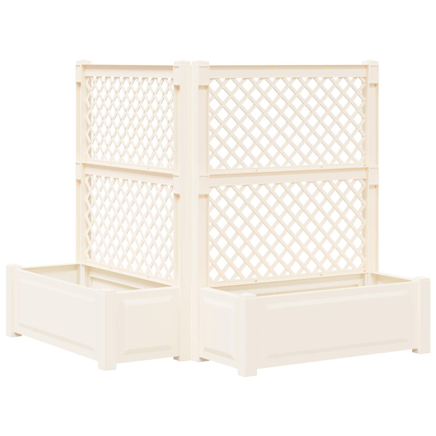Stor blomsterkasse med espalier 2 pcs Hvid 143 x 143 x 133,5 cm