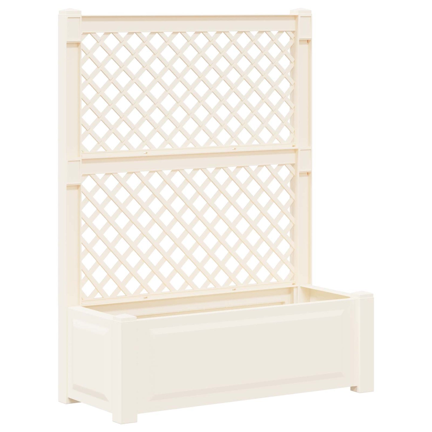 Stor blomsterkasse med espalier 2 pcs Hvid 143 x 143 x 133,5 cm