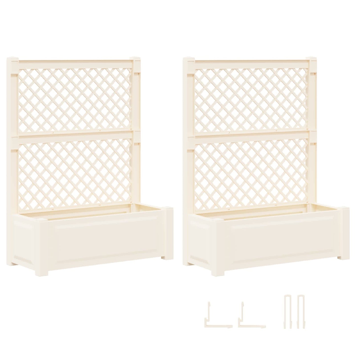 Stor blomsterkasse med espalier 2 pcs Hvid 143 x 143 x 133,5 cm