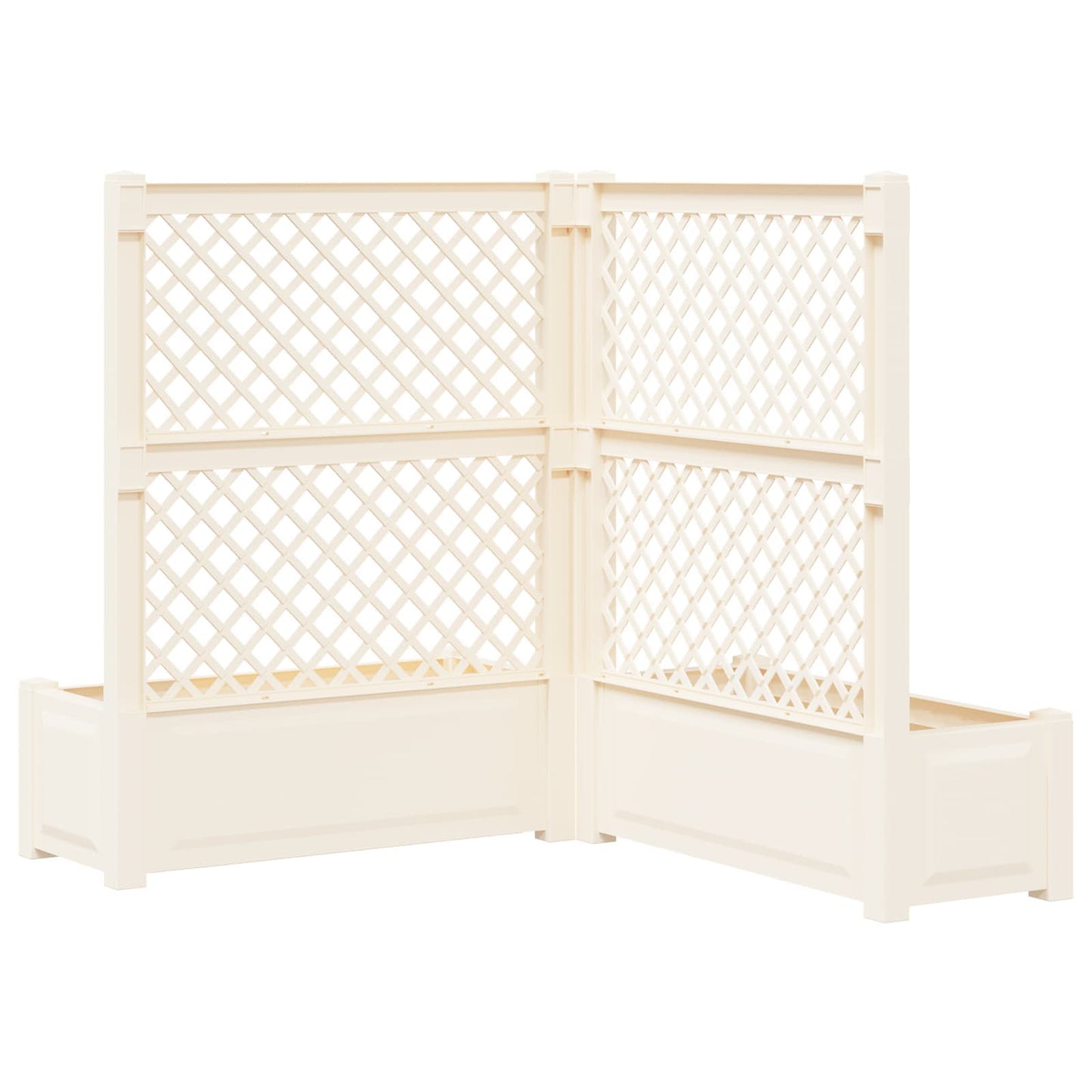 Stor blomsterkasse med espalier 2 pcs Hvid 143 x 143 x 133,5 cm