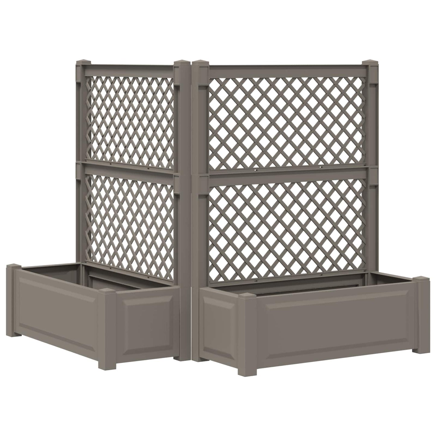 Stor blomsterkasse med espalier 2 pcs Grå 143 x 143 x 133,5 cm