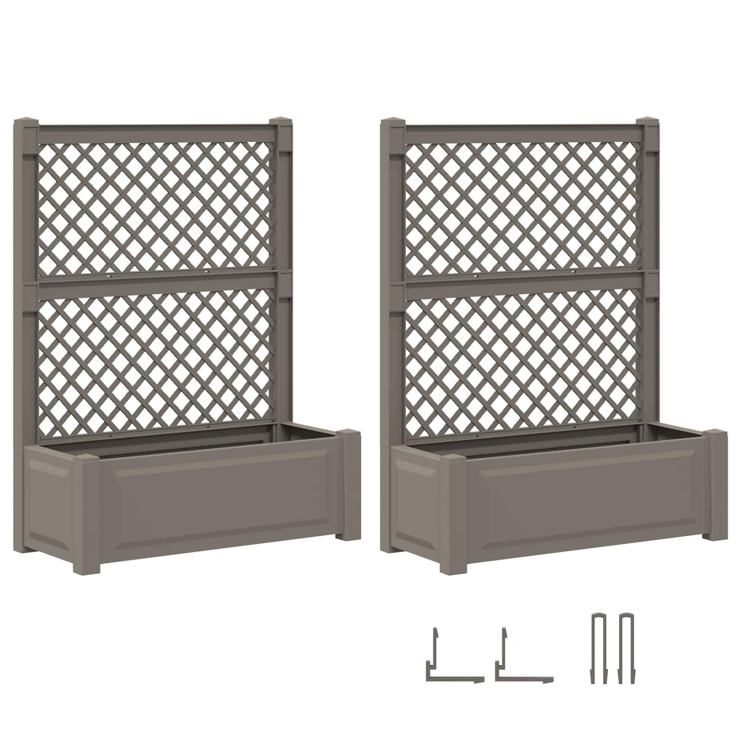 Stor blomsterkasse med espalier 2 pcs Grå 143 x 143 x 133,5 cm