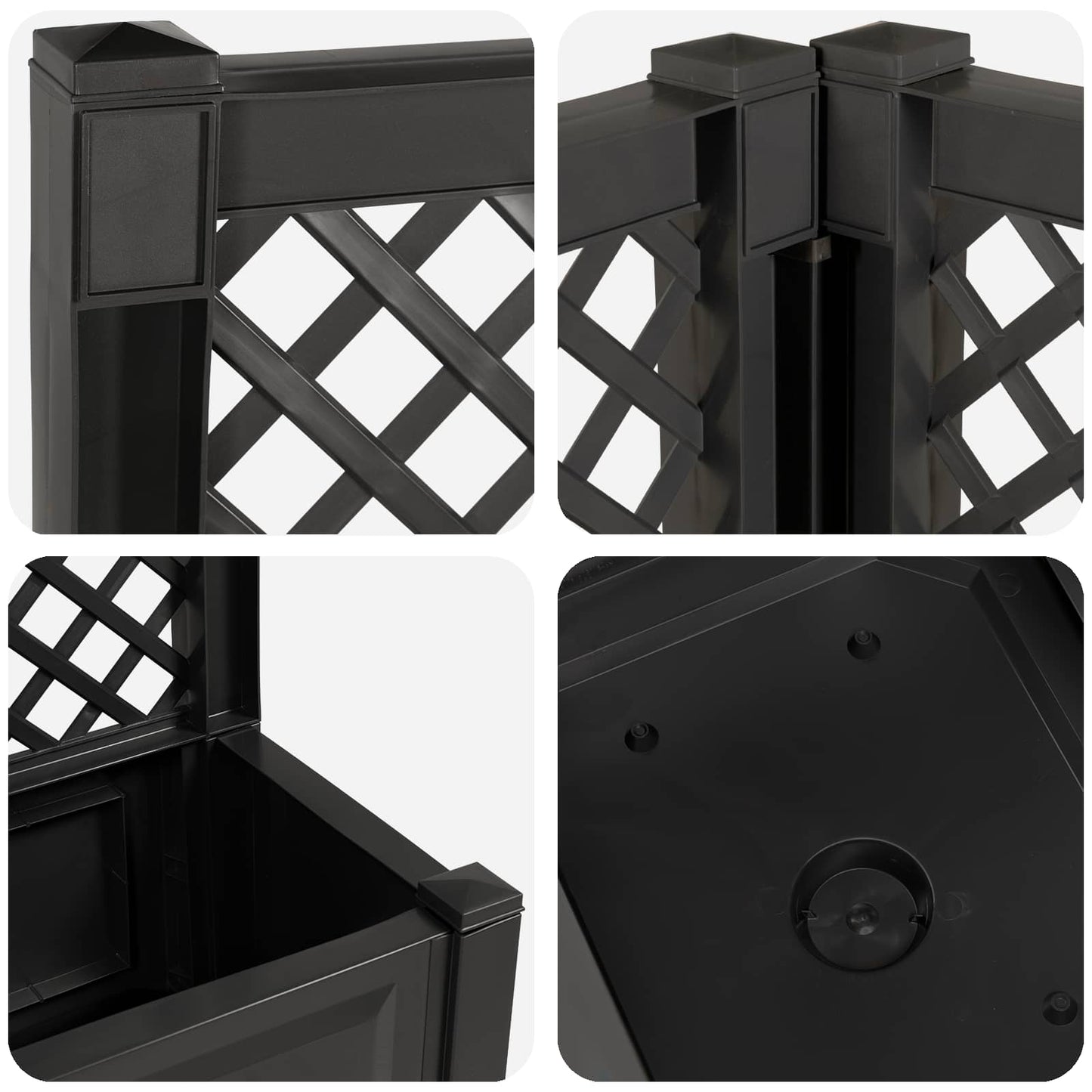Stor blomsterkasse med espalier 2 pcs Antracit