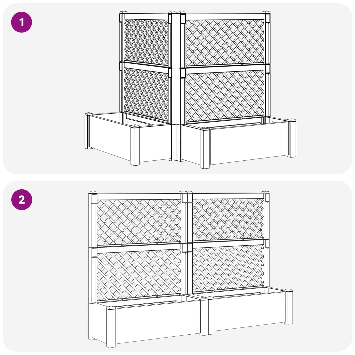 Stor blomsterkasse med espalier 2 pcs Antracit
