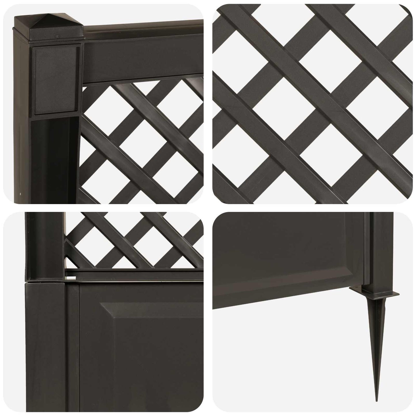 Trellis med Spids Antracit 99 x 6 x 165 cm PP