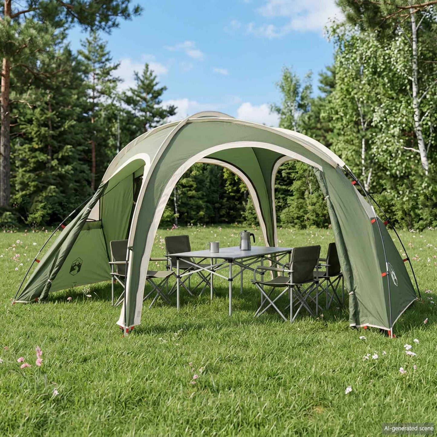 Trekking telt med regnslag vandafvisende 3 personer Grøn