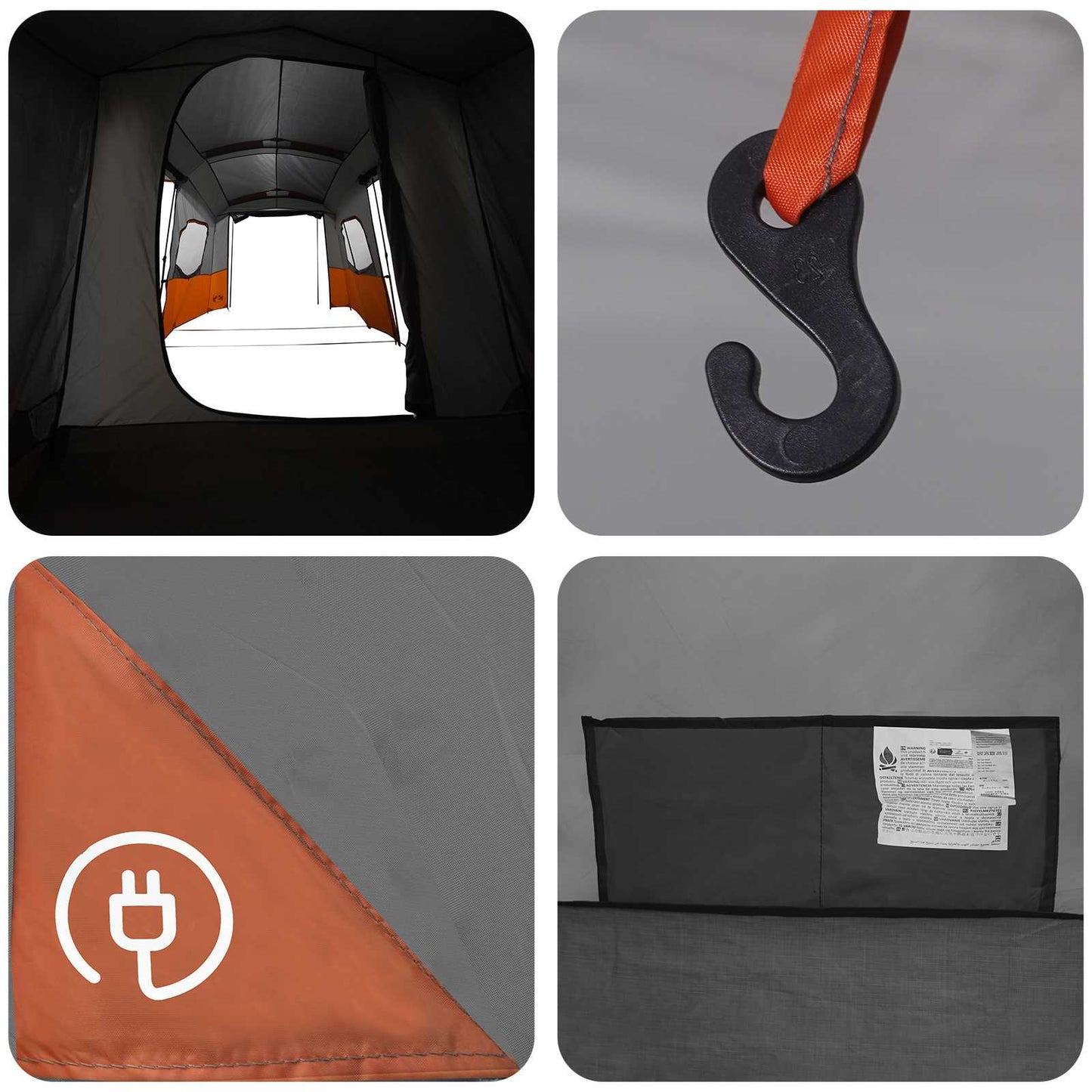 3 personer Grå og orange 185T Polyester med PU Coating