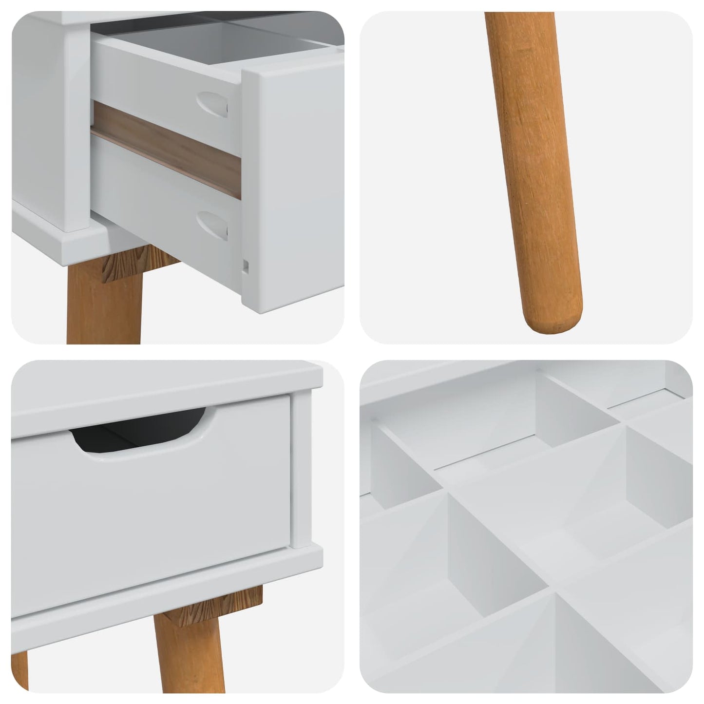 Makeupbord Sæt FAUSKE 3 pcs Hvid 76 x 50 x 103,5 cm