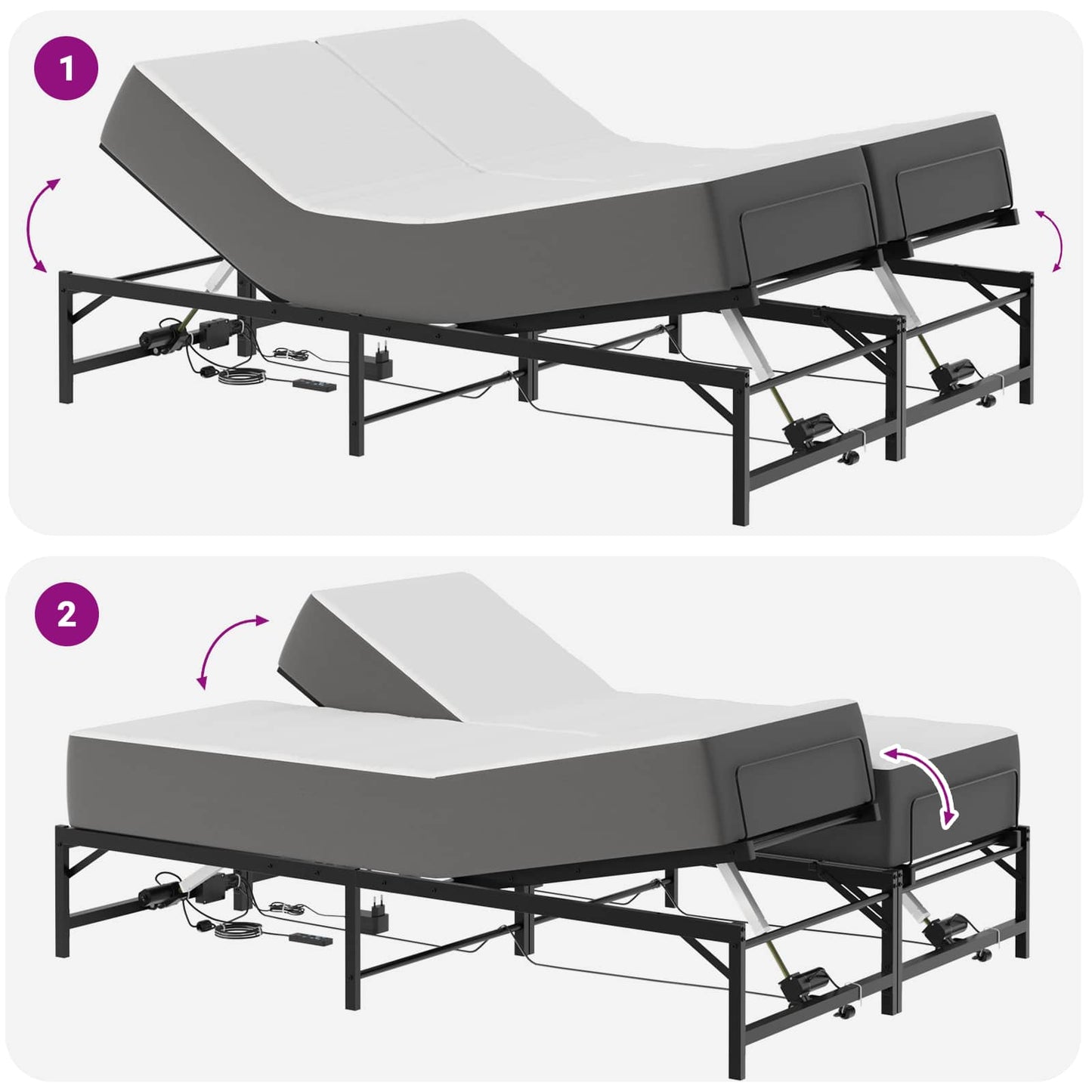 Elektrisk Justerbar Sengetramme Sort 140 x 190 cm Stål
