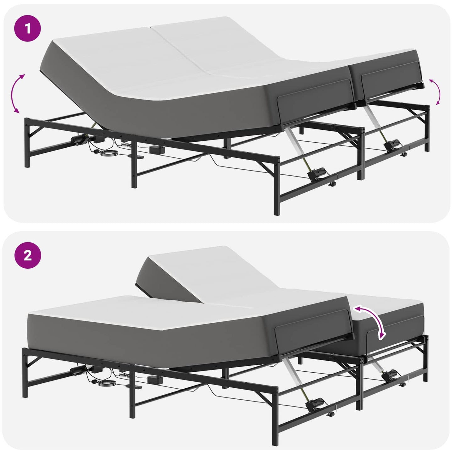 Elektrisk Justerbar Sengetramme Sort 90 x 213 cm Stål