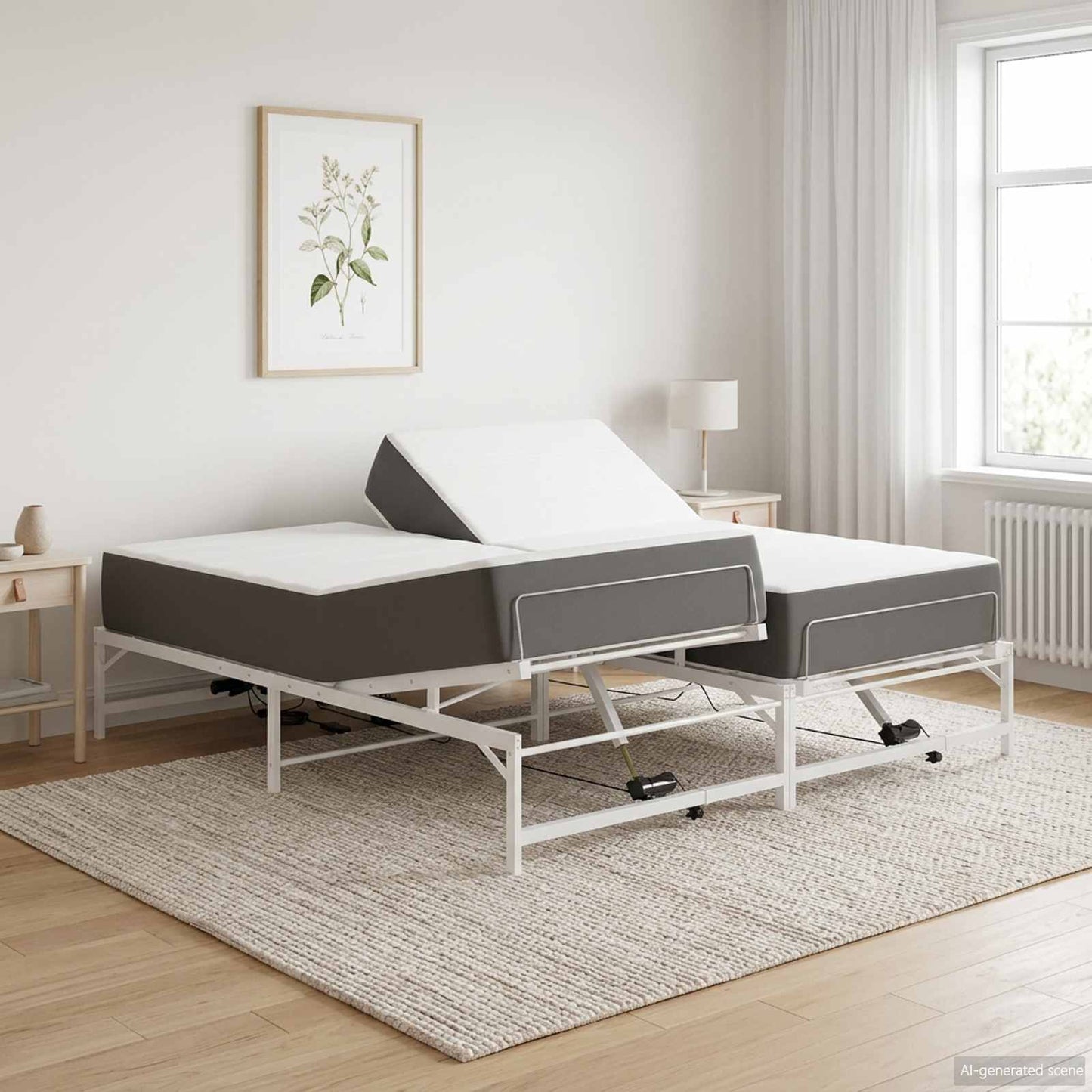 Elektrisk Justerbar Sengetramme Hvid 90 x 213 cm Stål