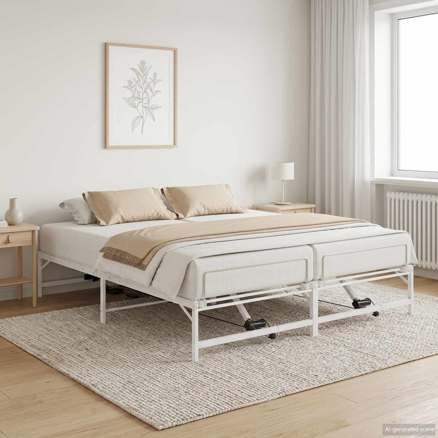 Elektrisk Justerbar Sengetramme Hvid 90 x 213 cm Stål