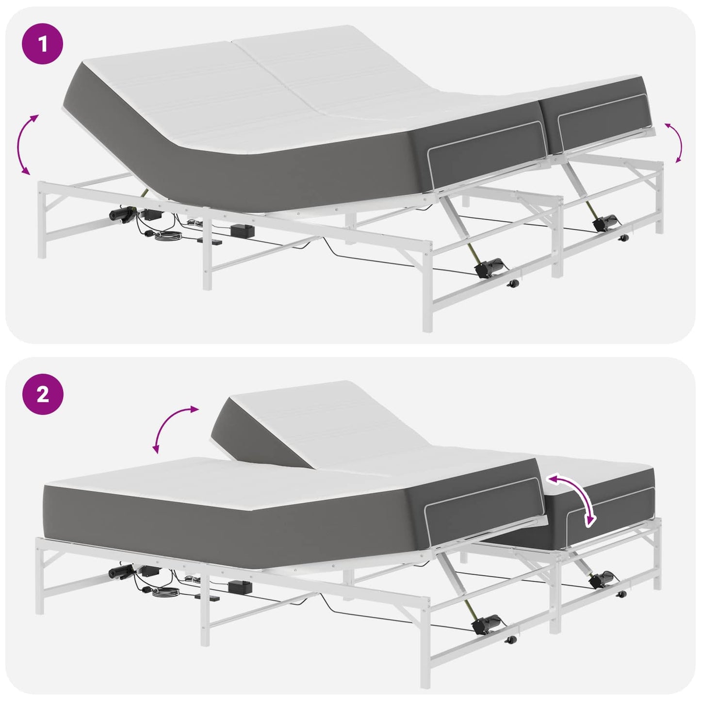 Elektrisk Justerbar Sengetramme Hvid 193 x 200 cm Stål